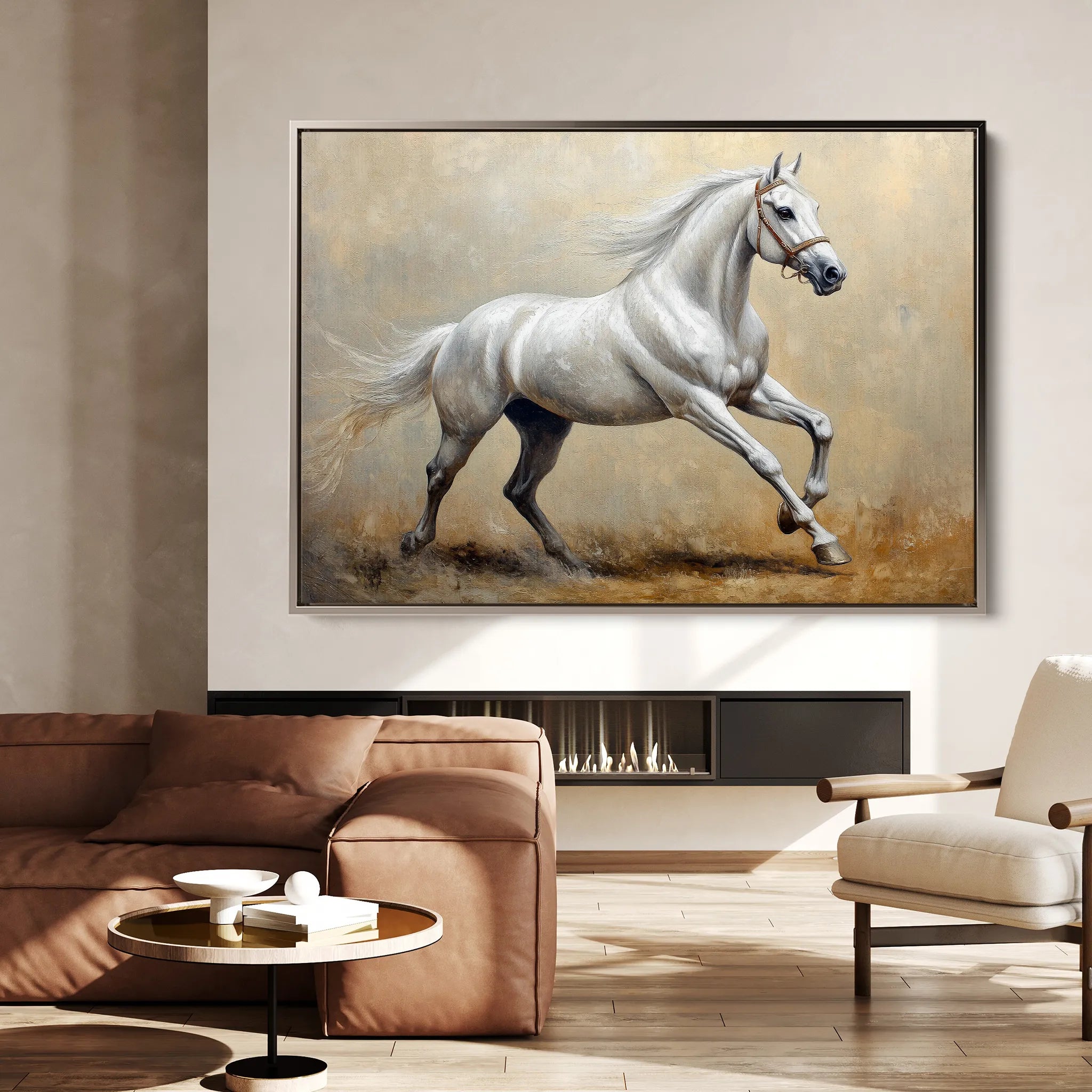 Horses 109 Canvas Art 18" x 24" / 45 x 60 cm / Black