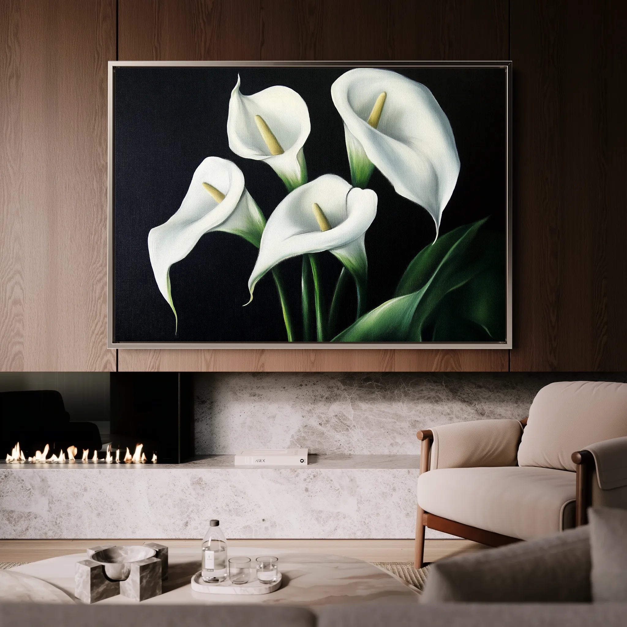 Floral 1091 Canvas Art 18" x 24" / 45 x 60 cm / Black