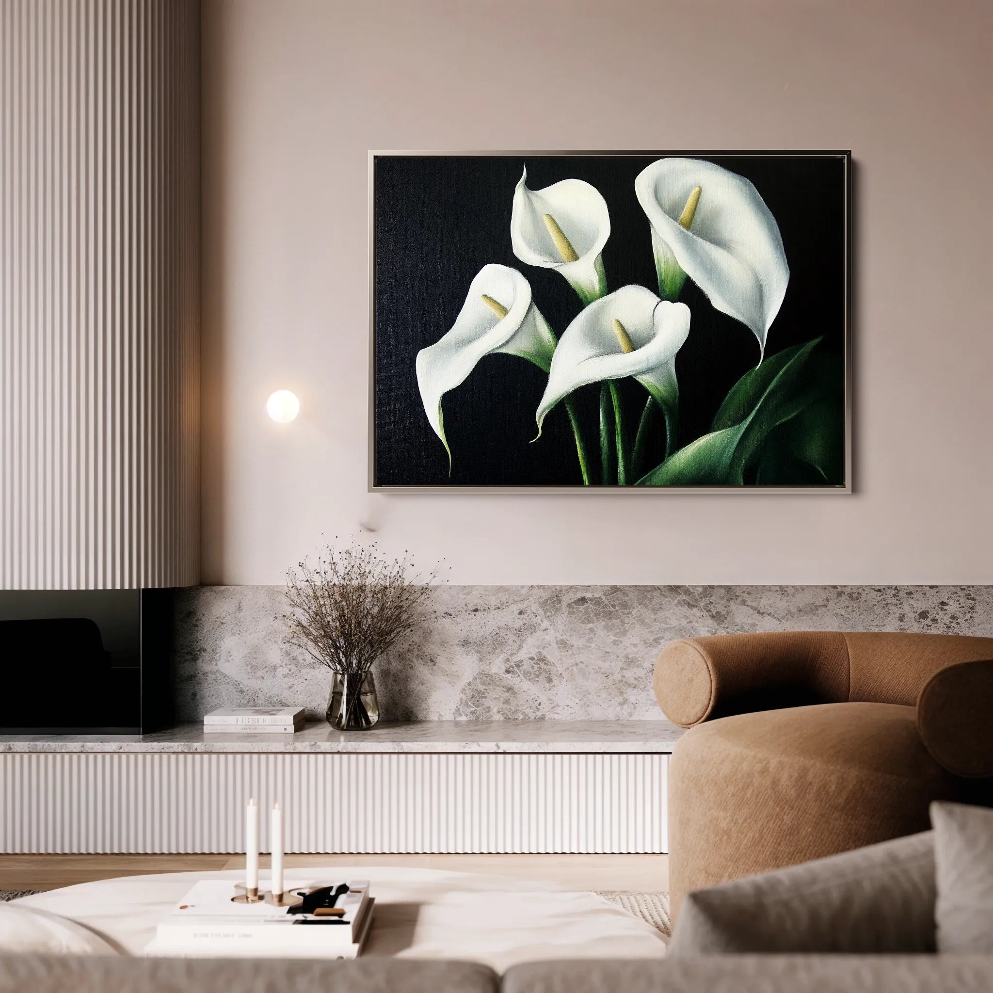 Floral 1091 Canvas Art 18" x 24" / 45 x 60 cm / Black