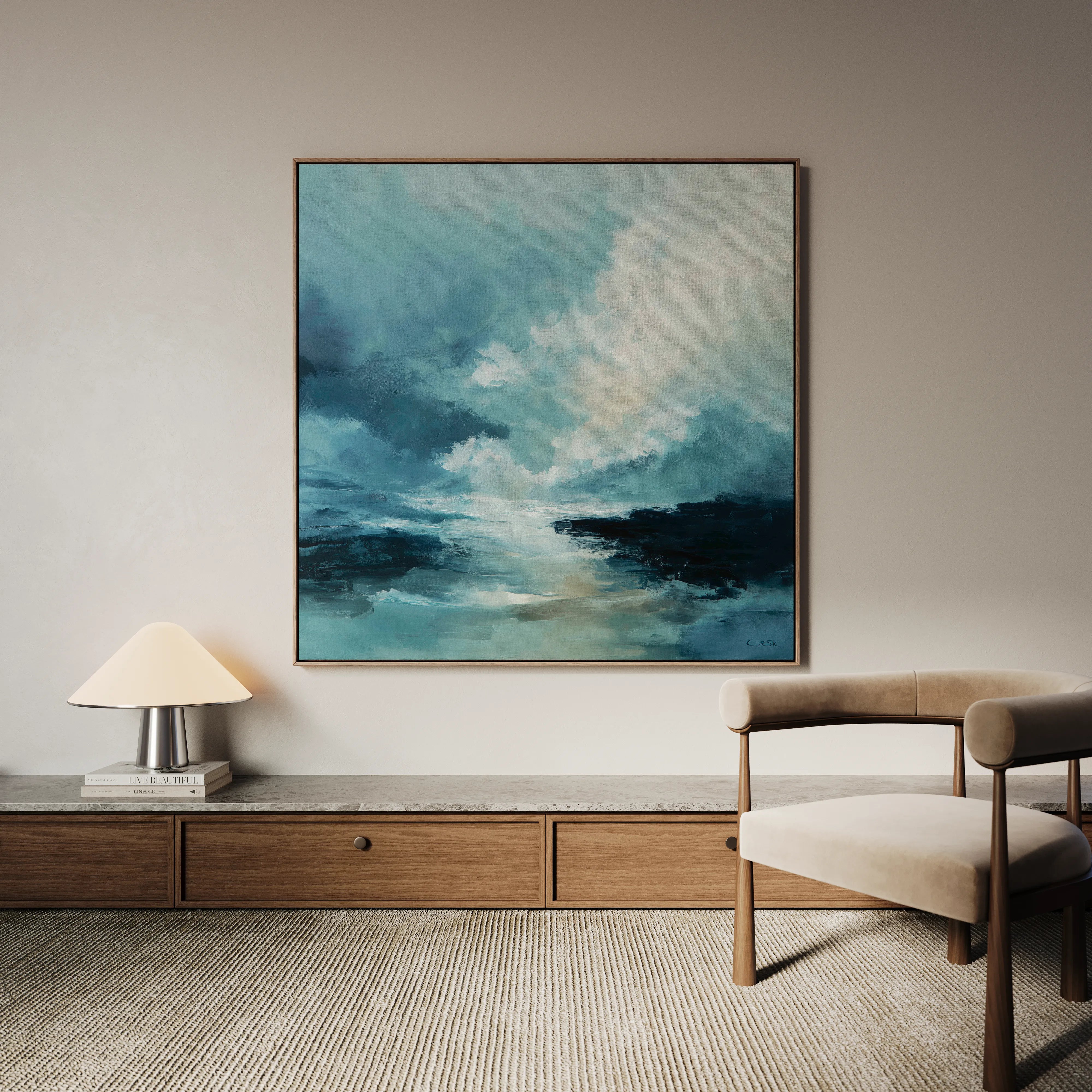 Abstract 1094 Canvas Art 16" x 16" / 40 x 40 cm / Black