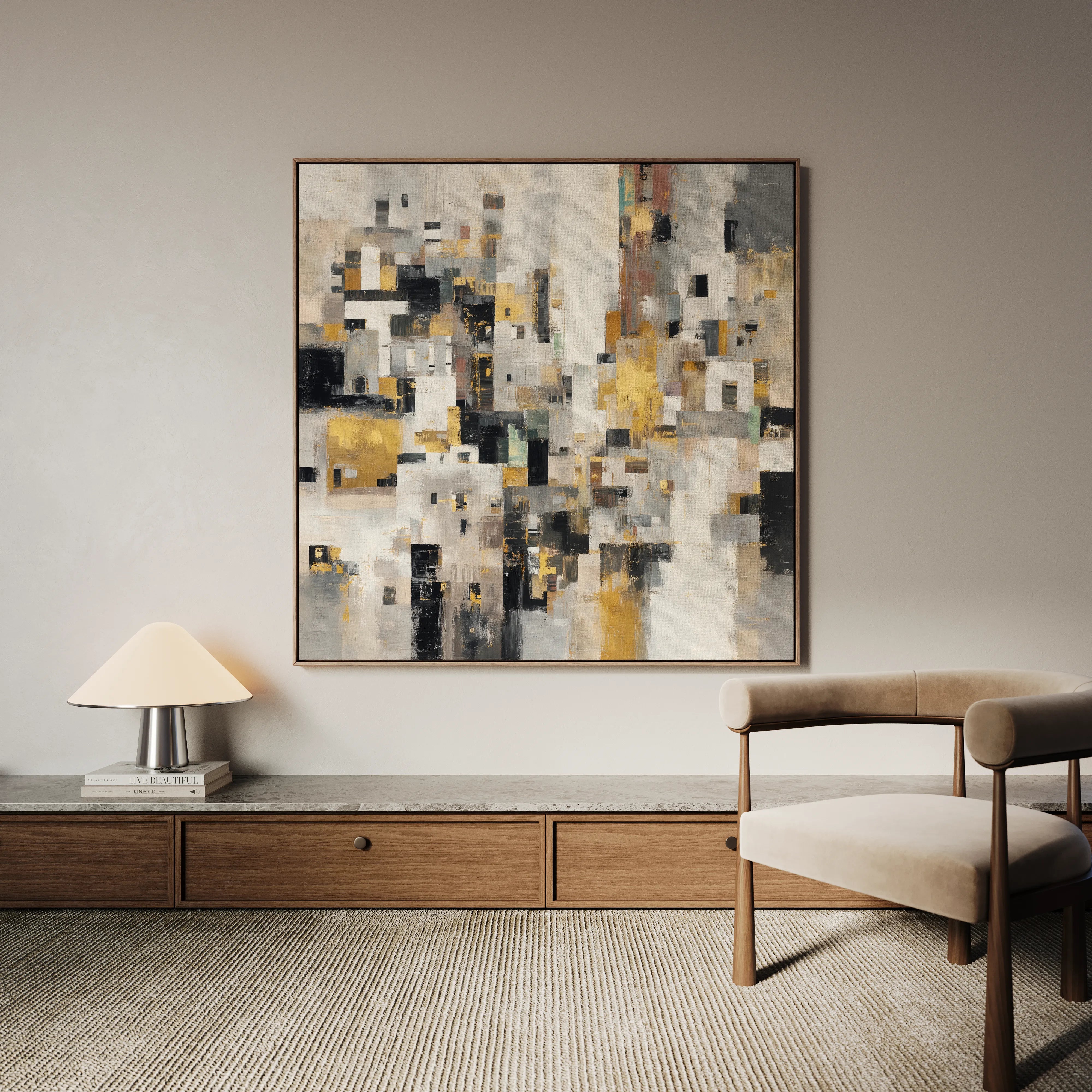 Abstract 1097 Canvas Art 16" x 16" / 40 x 40 cm / Black