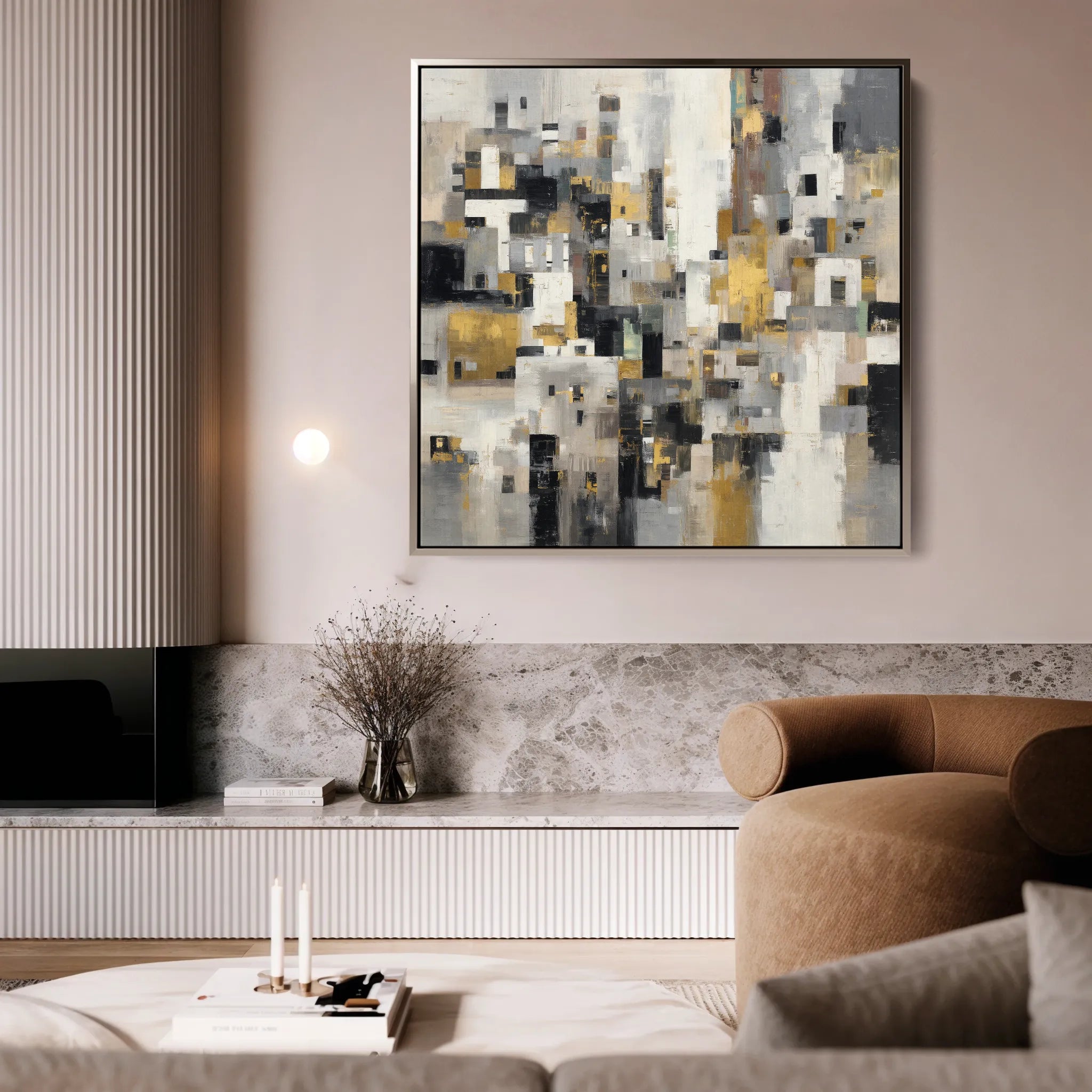 Abstract 1097 Canvas Art 16" x 16" / 40 x 40 cm / Black