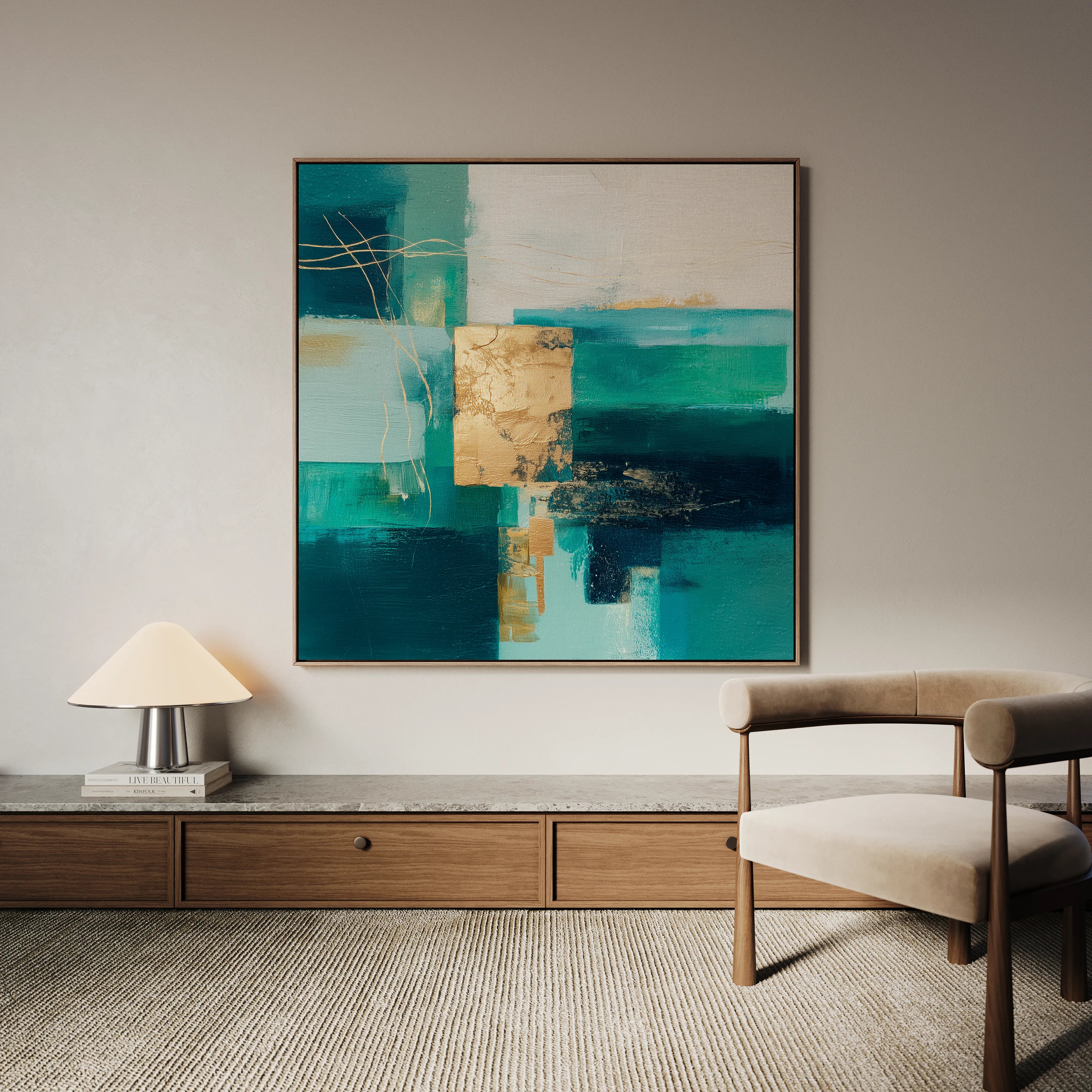 Abstract 1103 Canvas Art 16" x 16" / 40 x 40 cm / Black