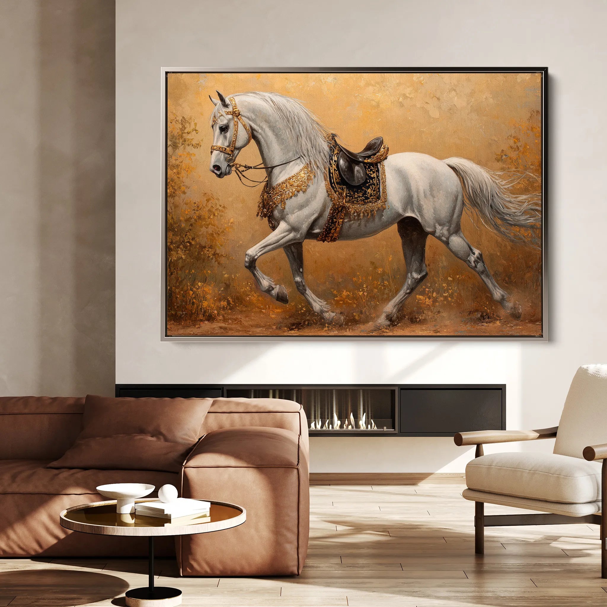 Horses 111 Canvas Art 18" x 24" / 45 x 60 cm / Black