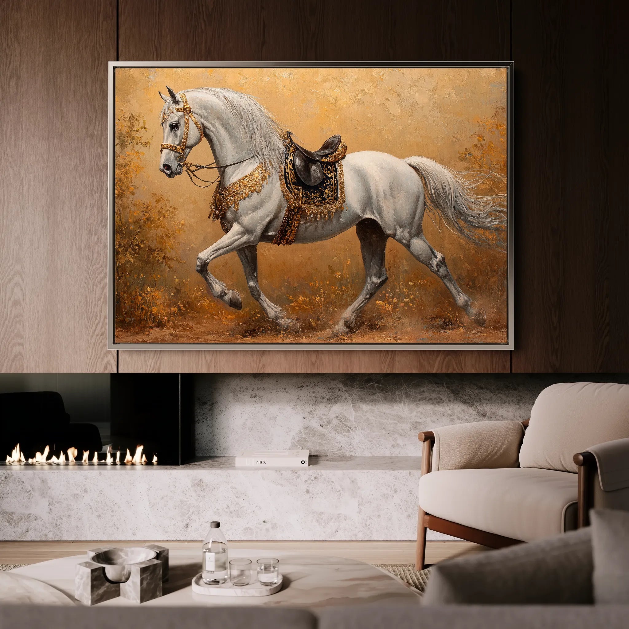 Horses 111 Canvas Art 18" x 24" / 45 x 60 cm / Black