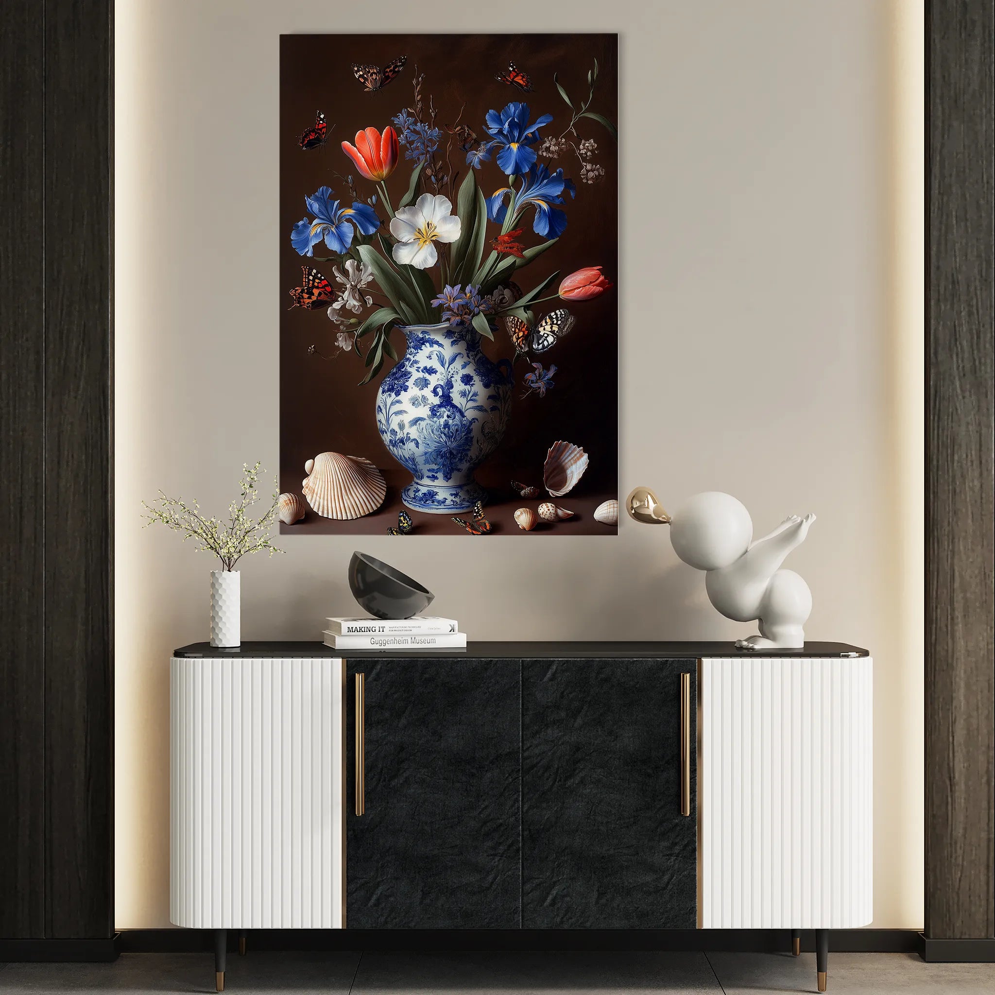 Floral 1127 Canvas Art 18" x 24" / 45 x 60 cm / Black