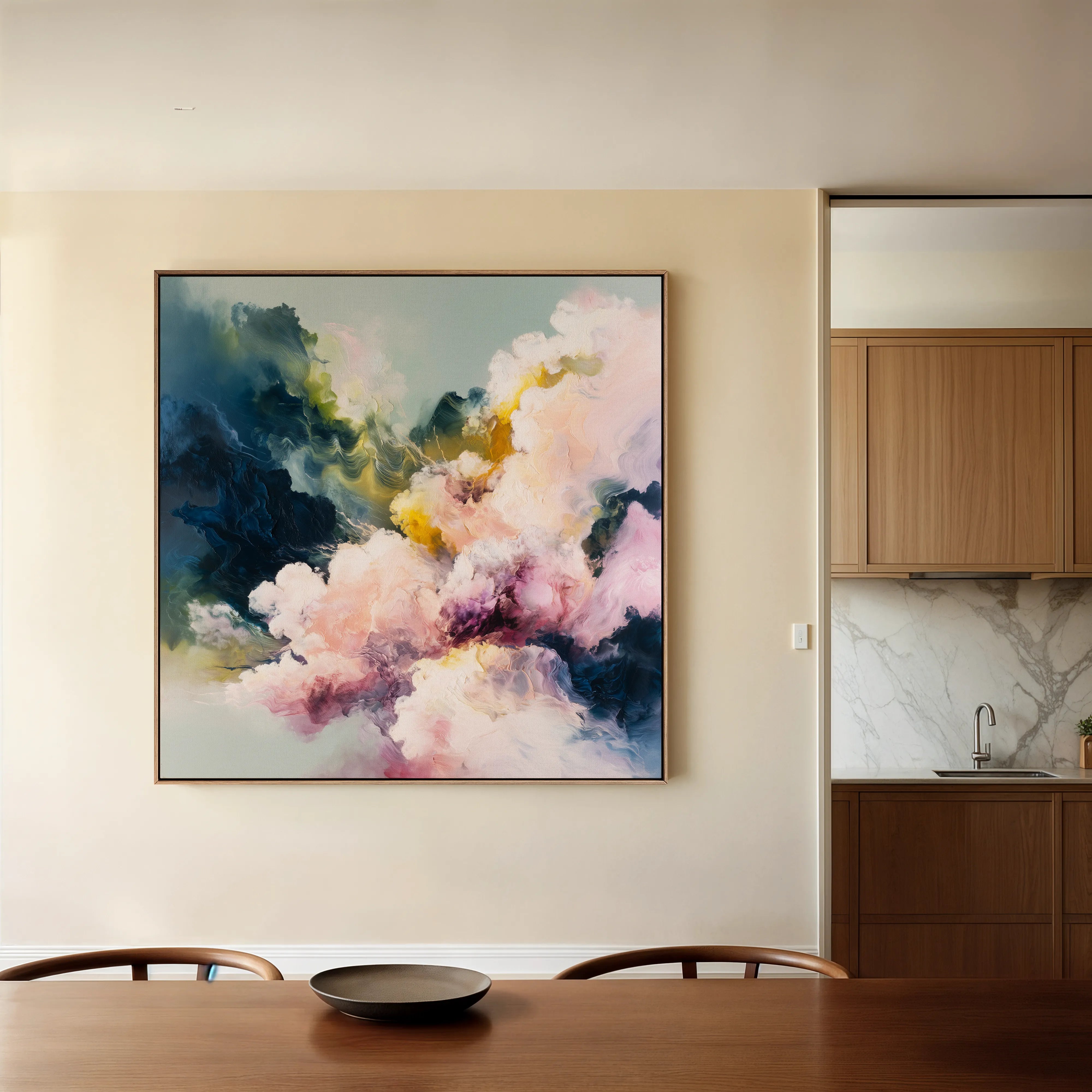 Abstract 1129 Canvas Art 16" x 16" / 40 x 40 cm / Black