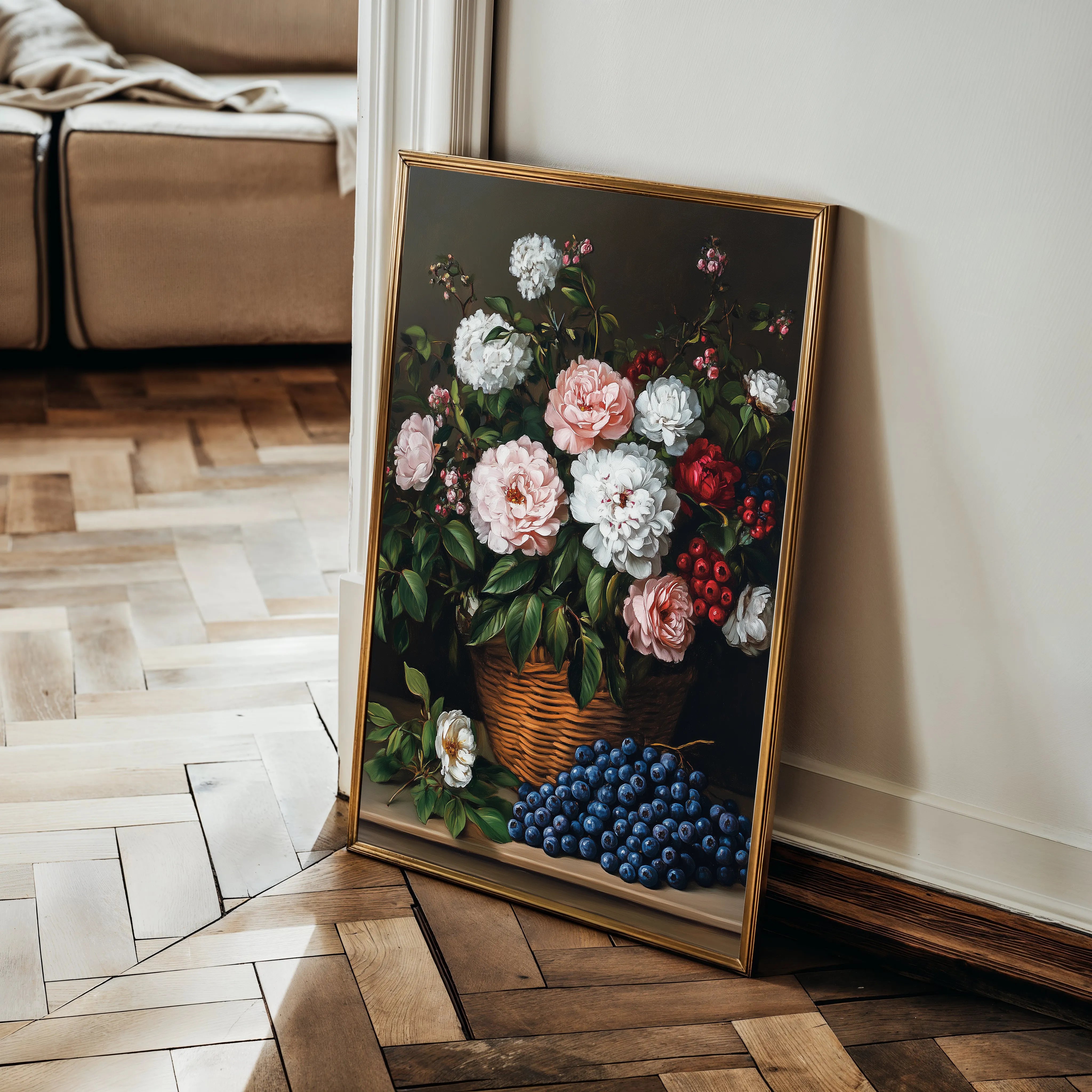 Floral 1129 Canvas Art 18" x 24" / 45 x 60 cm / Black