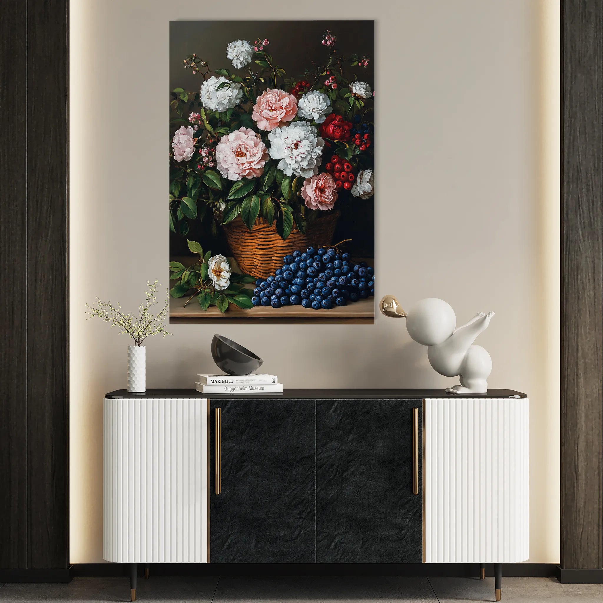 Floral 1129 Canvas Art 18" x 24" / 45 x 60 cm / Black