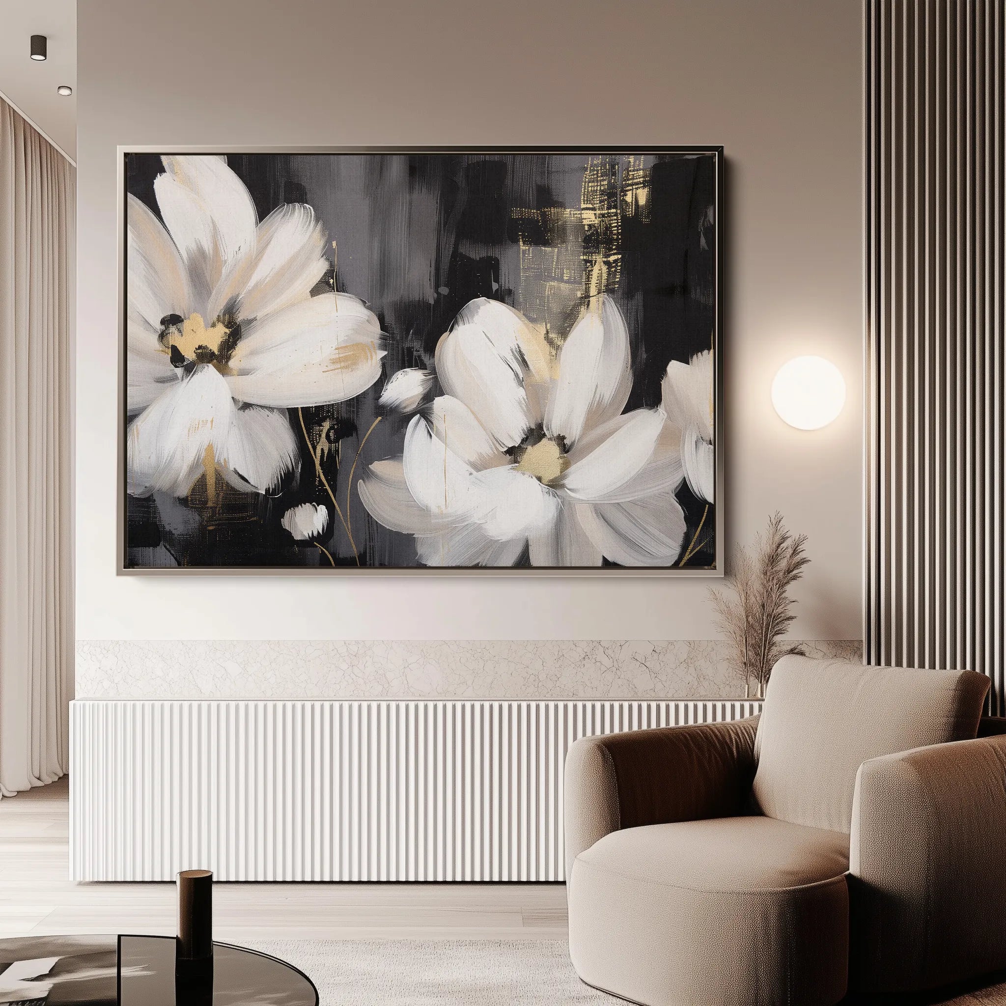 Floral 113 Canvas Art 18" x 24" / 45 x 60 cm / Black