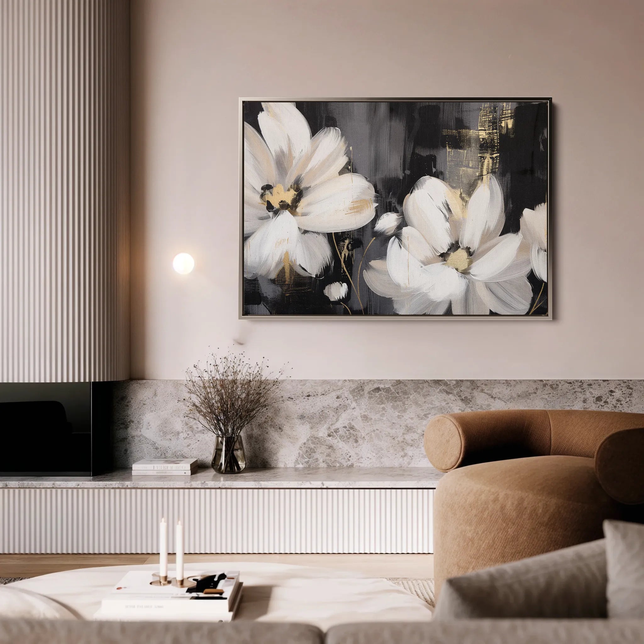 Floral 113 Canvas Art 18" x 24" / 45 x 60 cm / Black