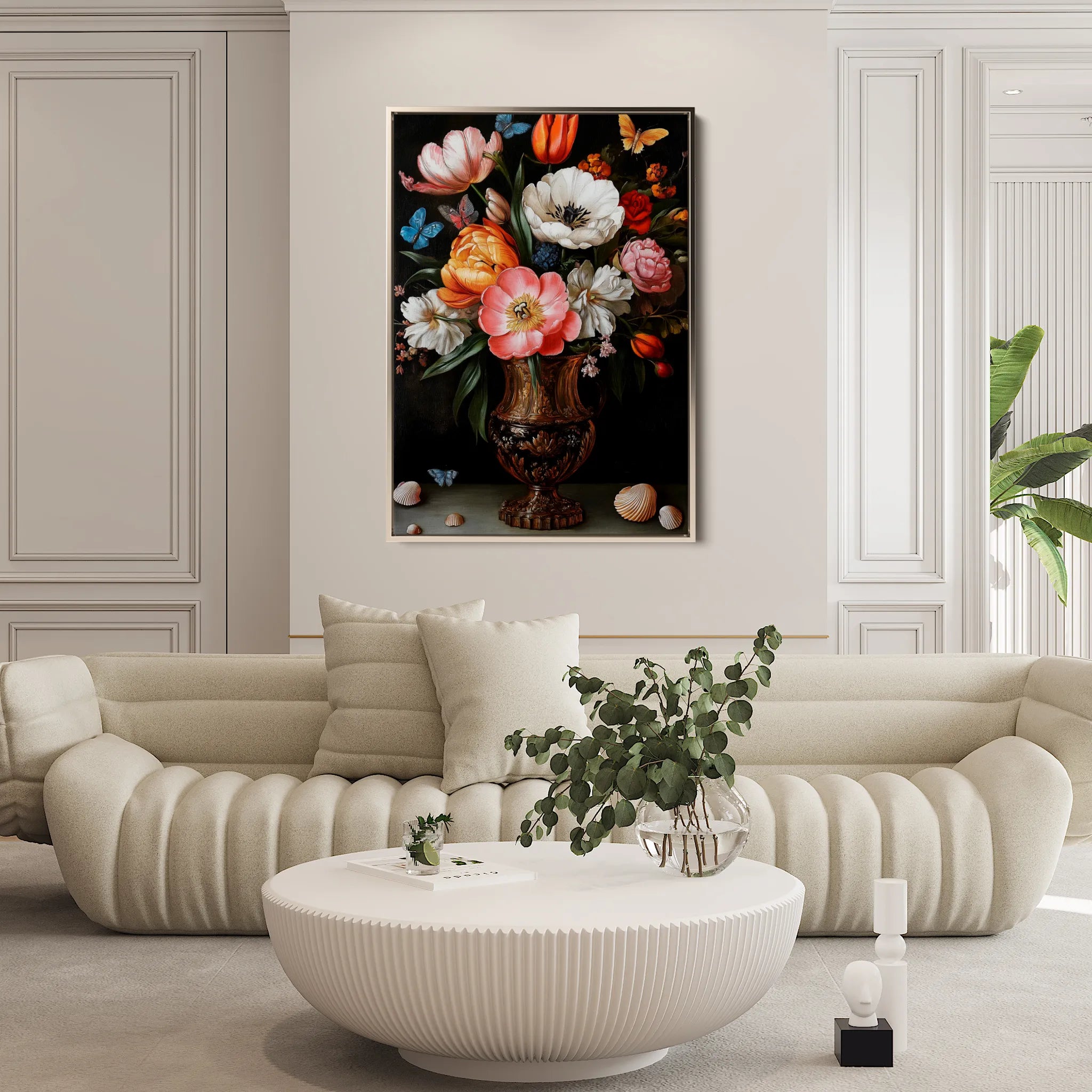 Floral 1130 Canvas Art 18" x 24" / 45 x 60 cm / Black