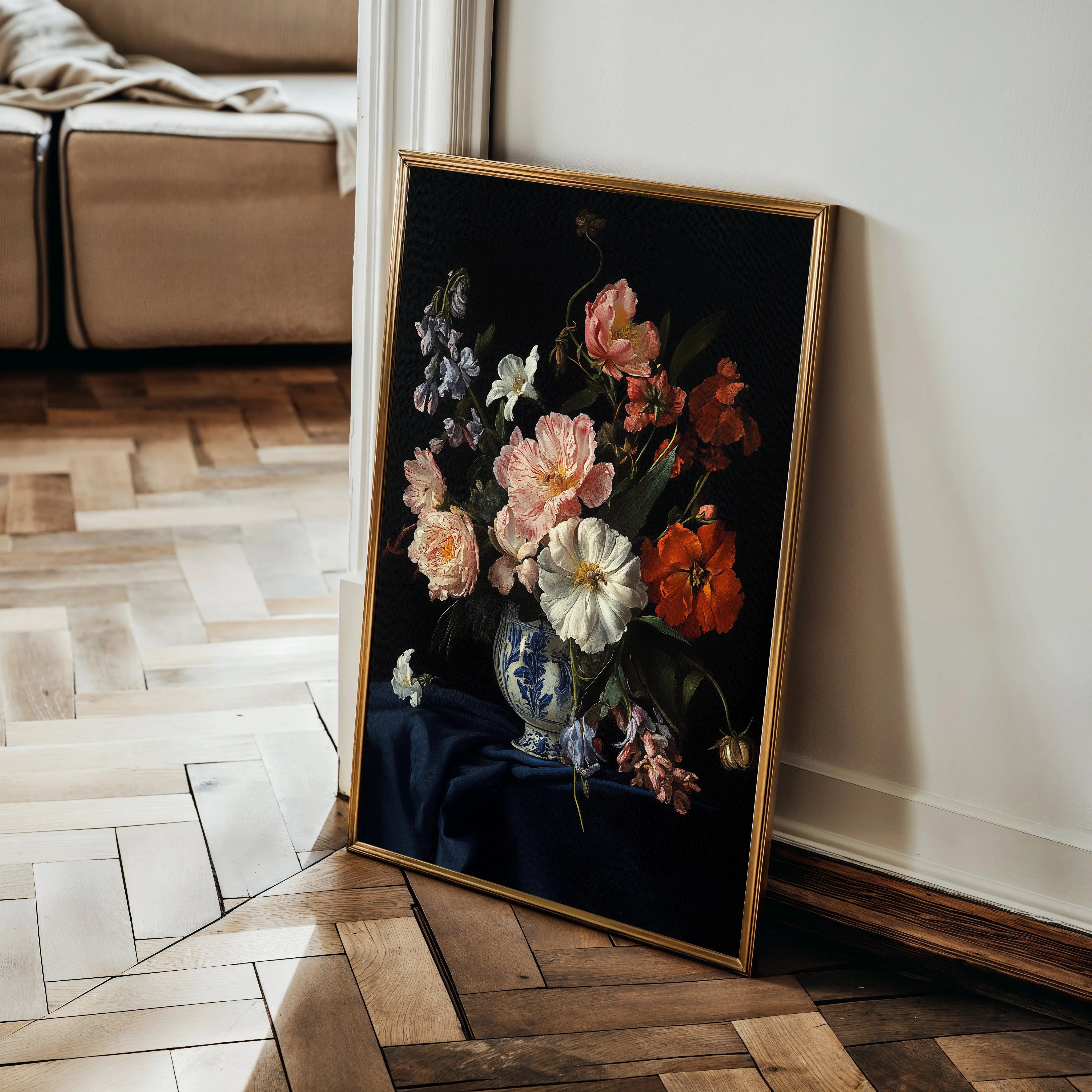 Floral 1131 Canvas Art 18" x 24" / 45 x 60 cm / Black