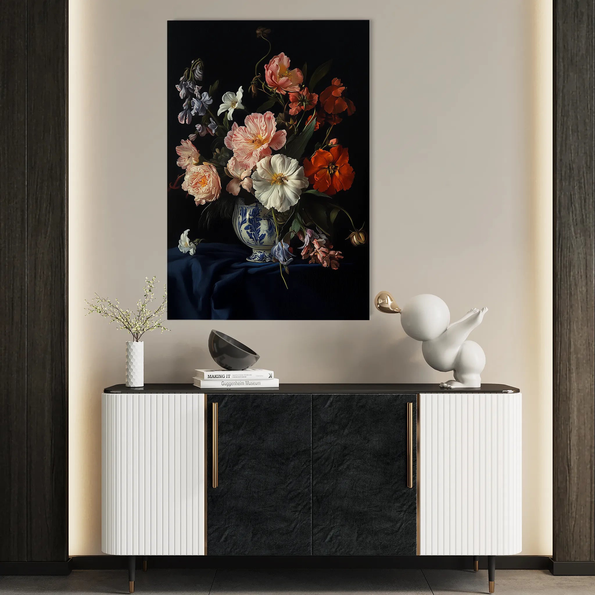 Floral 1131 Canvas Art 18" x 24" / 45 x 60 cm / Black