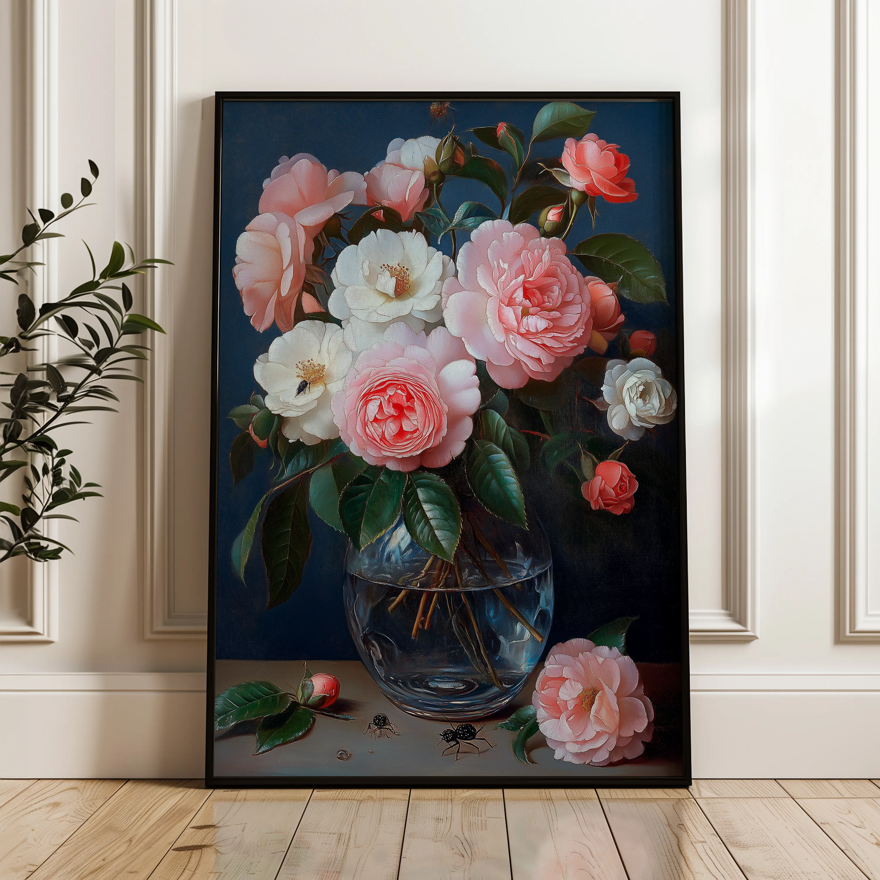 Floral 1132 Canvas Art 18" x 24" / 45 x 60 cm / Black
