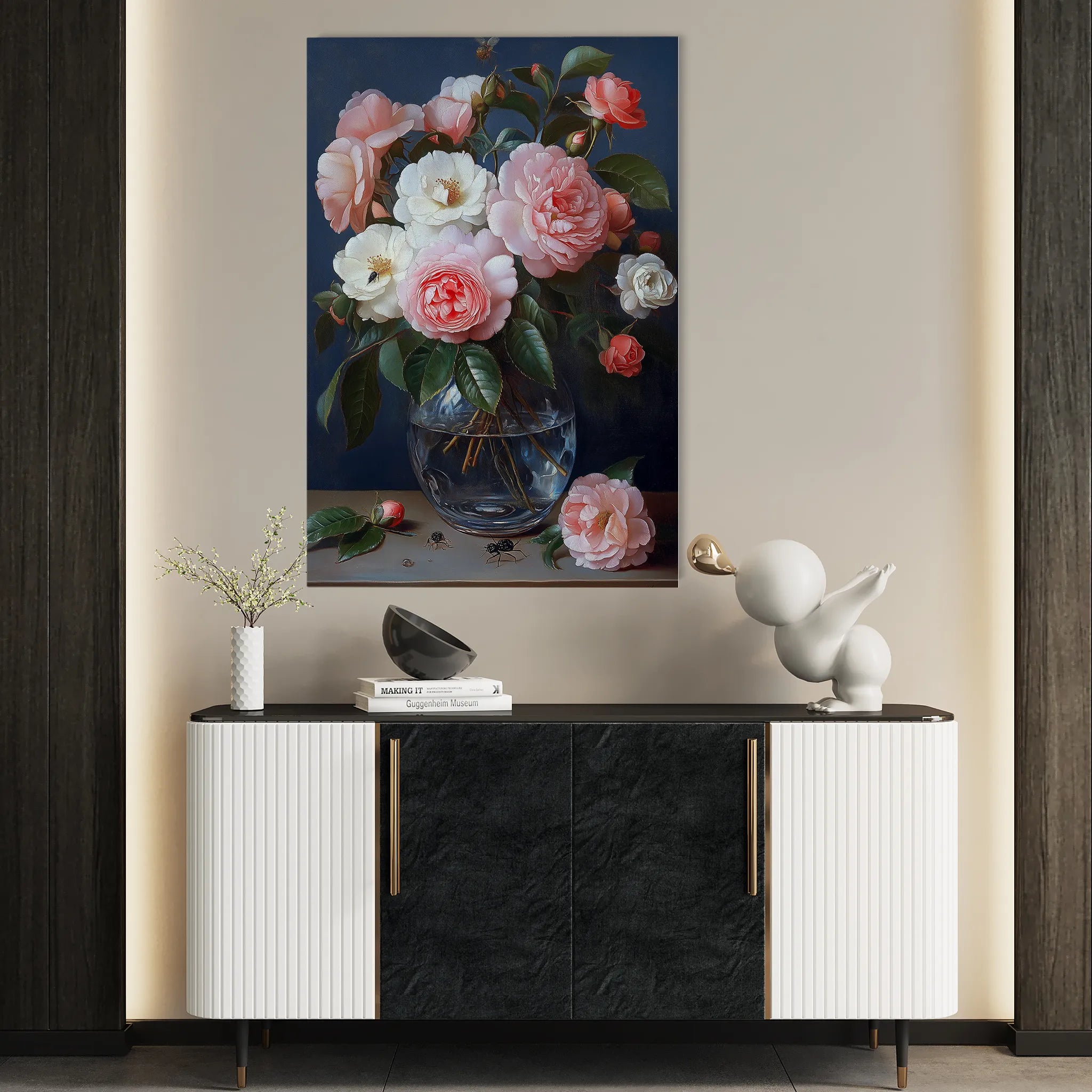 Floral 1132 Canvas Art 18" x 24" / 45 x 60 cm / Black