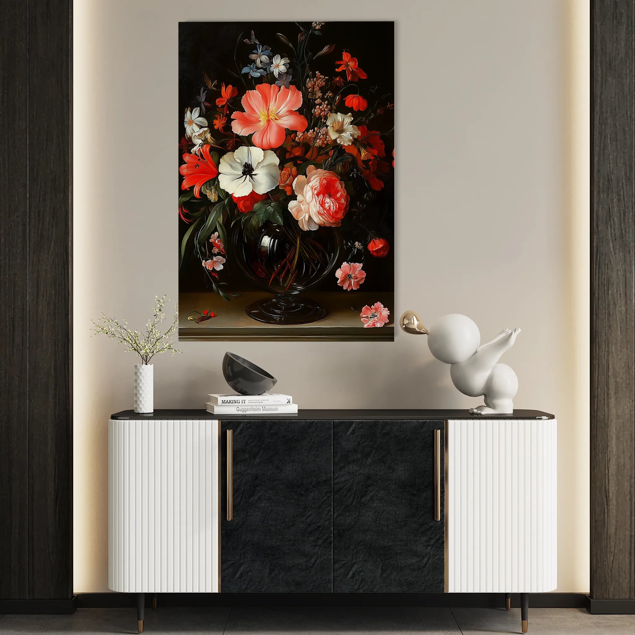 Floral 1133 Canvas Art 18" x 24" / 45 x 60 cm / Black