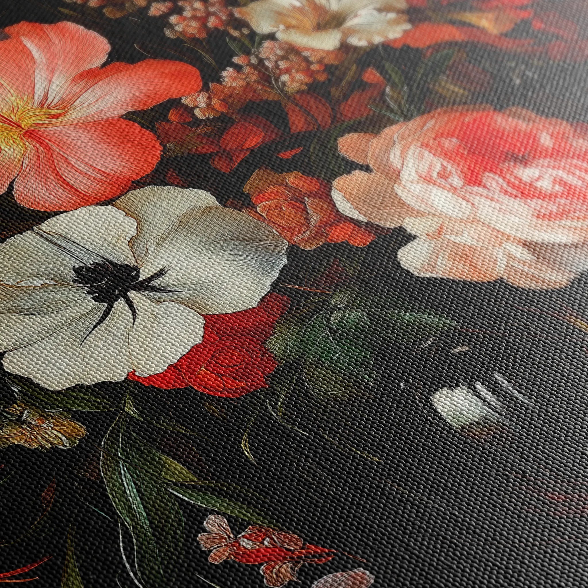 Floral 1133 Canvas Art 18" x 24" / 45 x 60 cm / Black