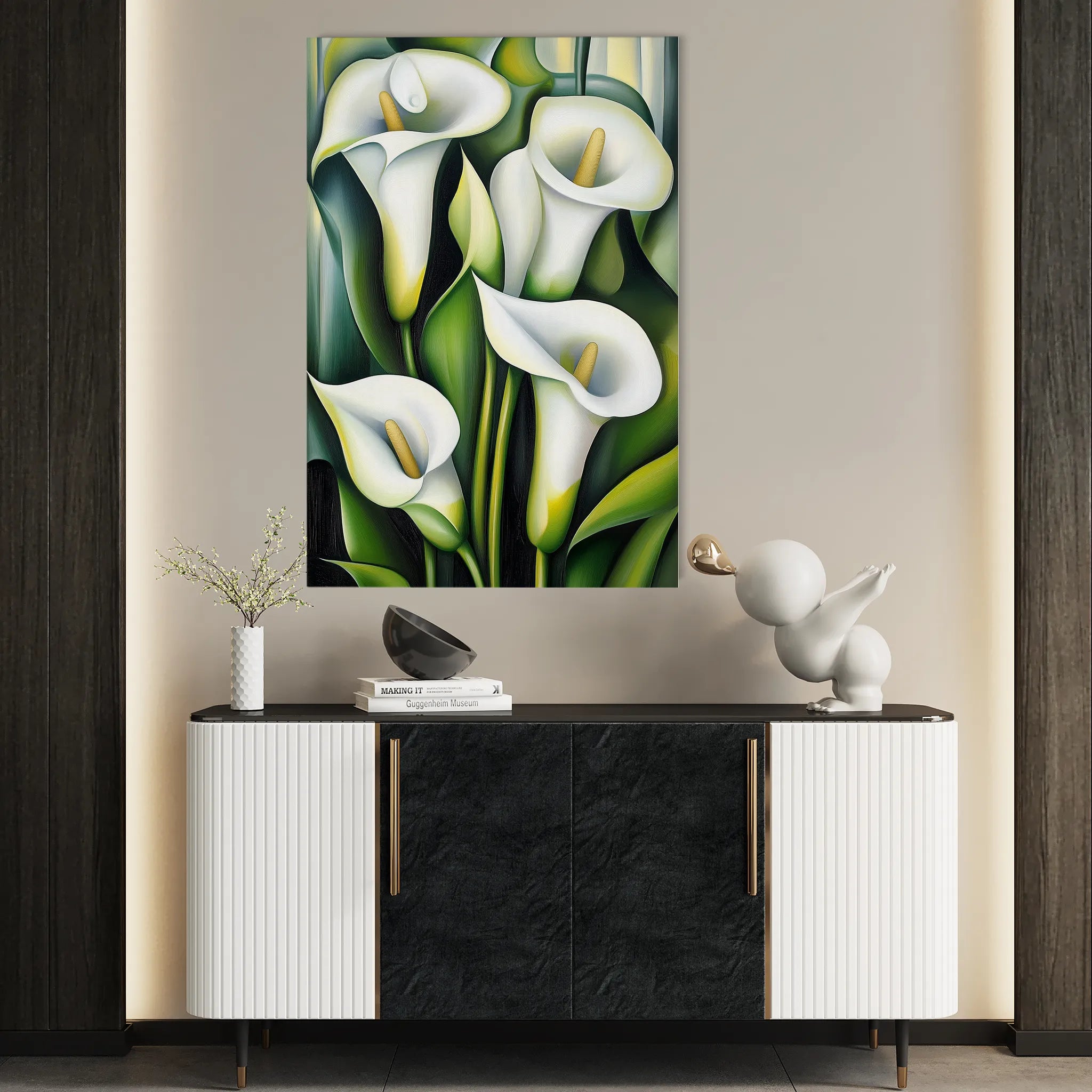 Floral 1134 Canvas Art 18" x 24" / 45 x 60 cm / Black