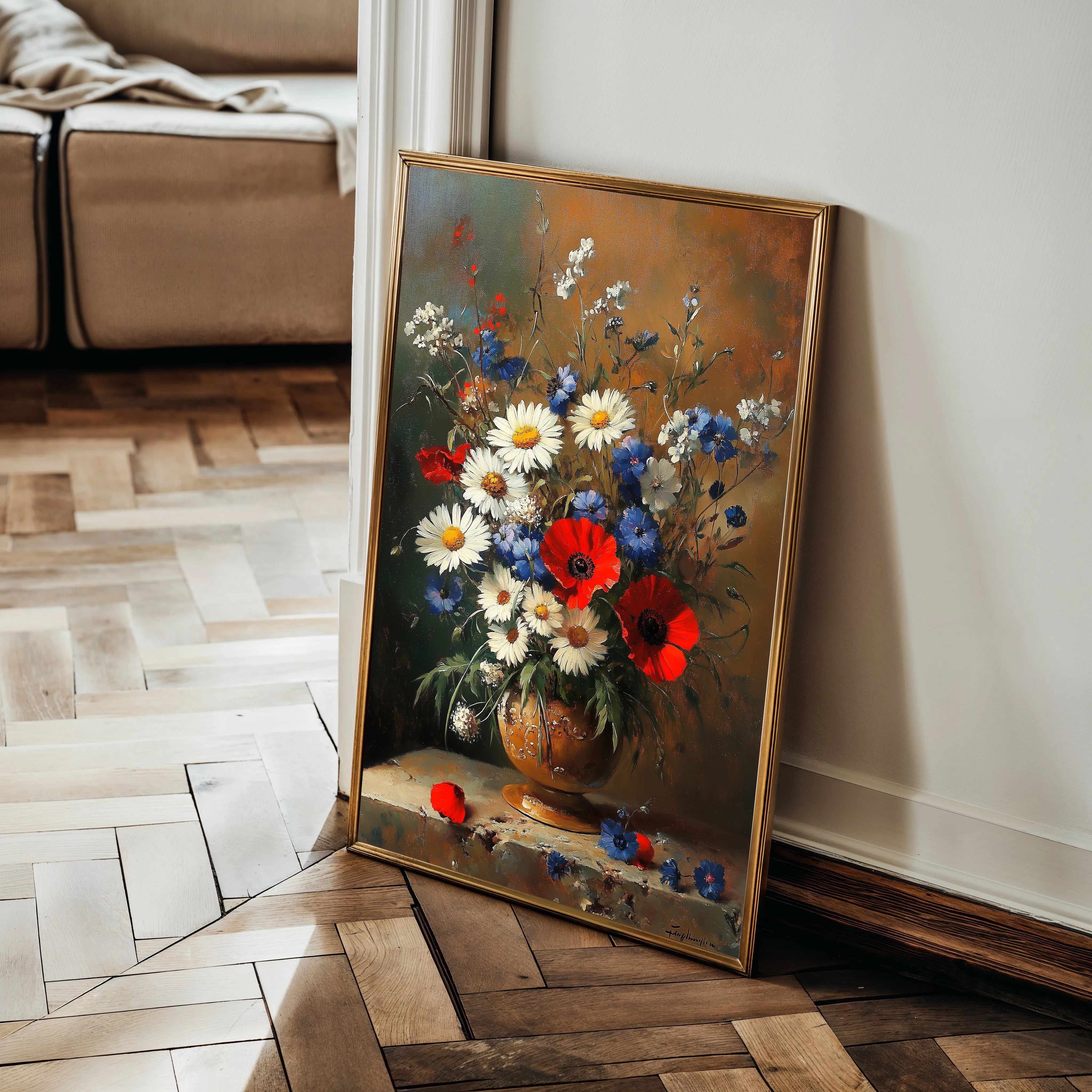 Floral 1135 Canvas Art 18" x 24" / 45 x 60 cm / Black