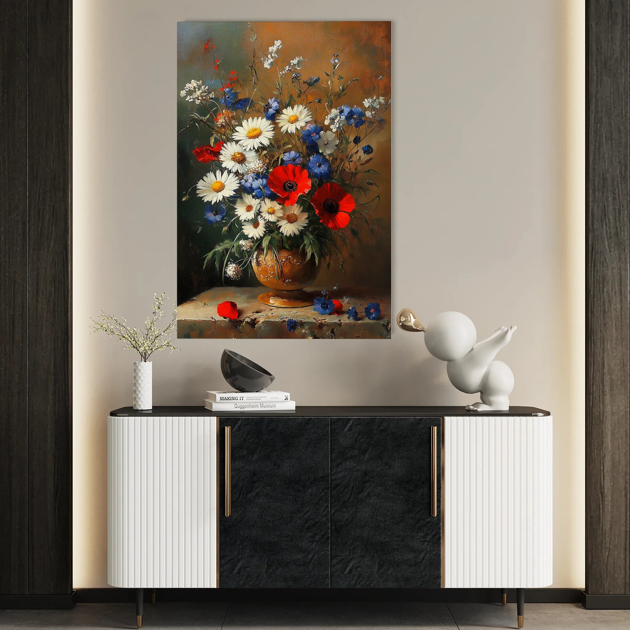 Floral 1135 Canvas Art 18" x 24" / 45 x 60 cm / Black