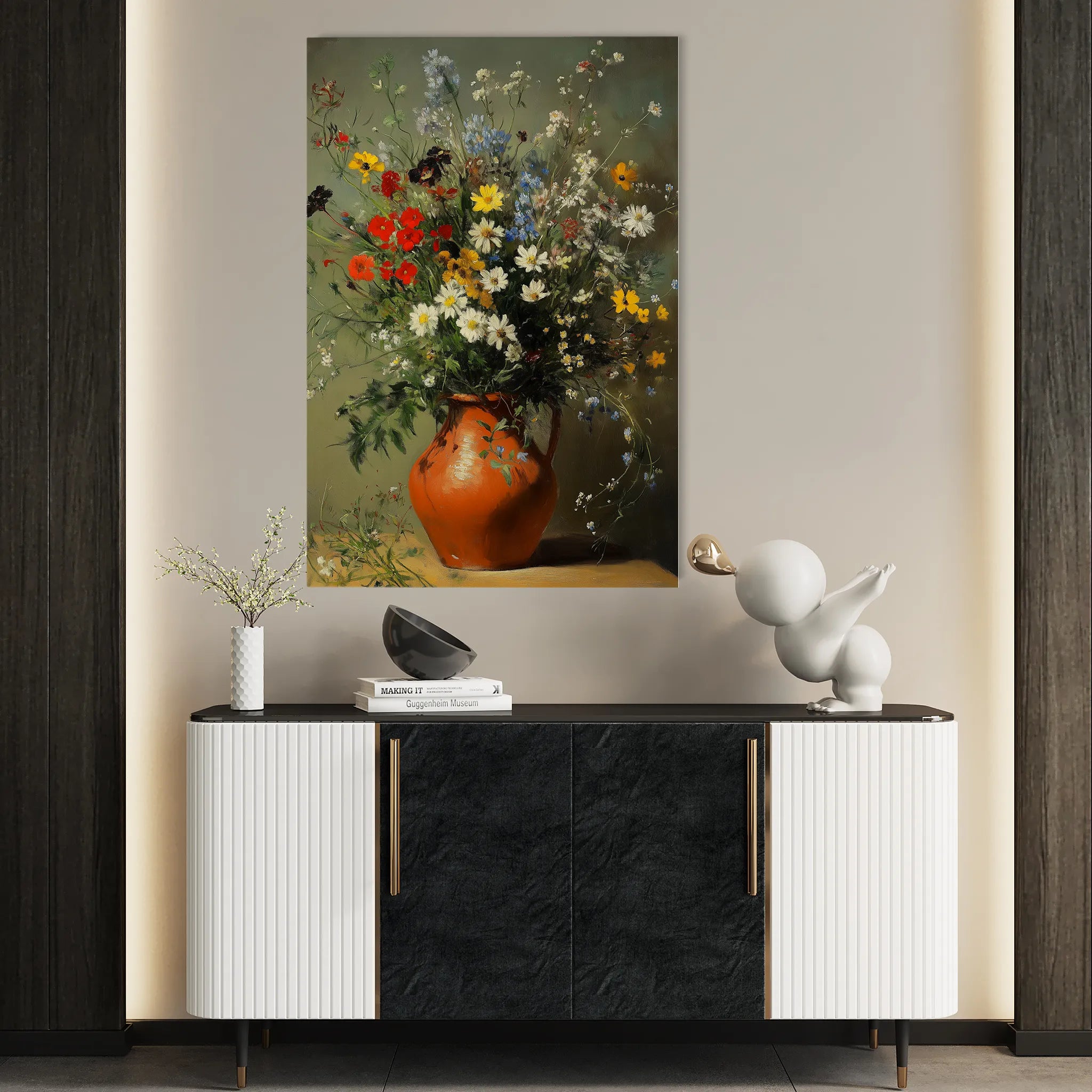 Floral 1136 Canvas Art 18" x 24" / 45 x 60 cm / Black