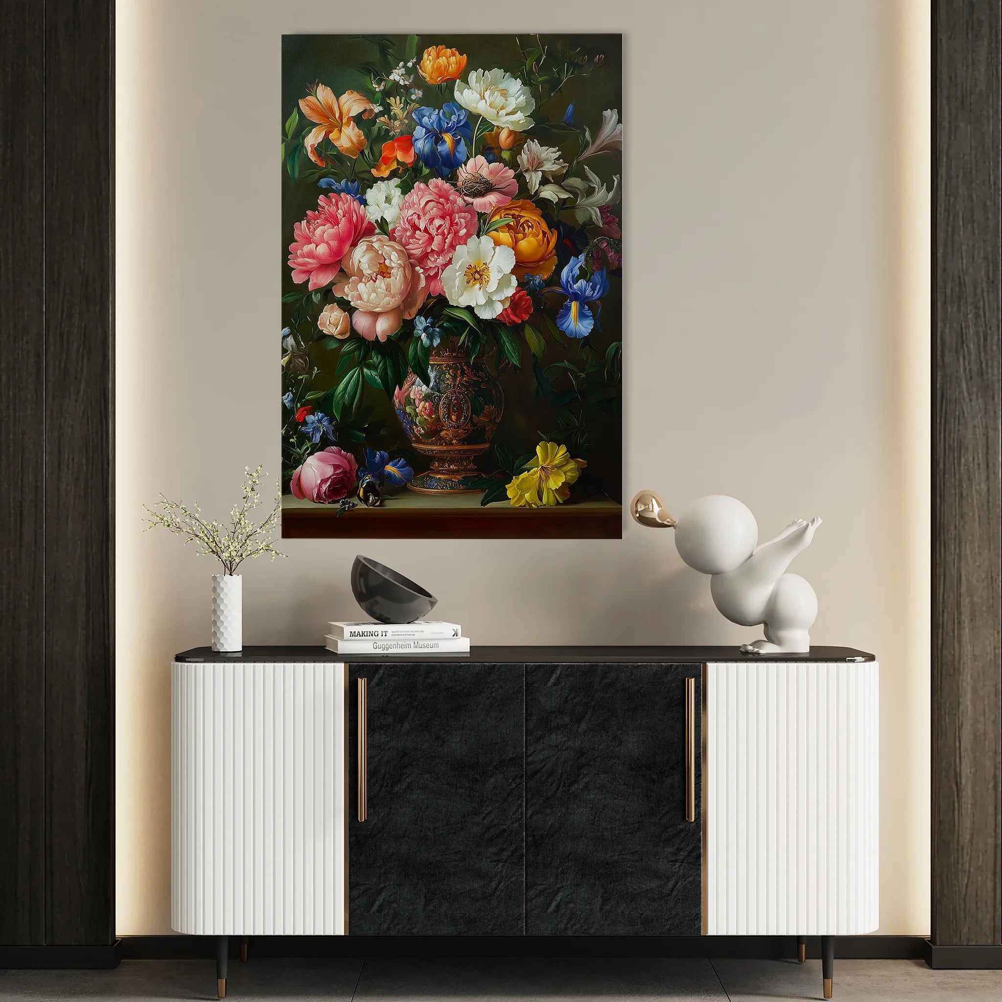 Floral 1137 Canvas Art 18" x 24" / 45 x 60 cm / Black