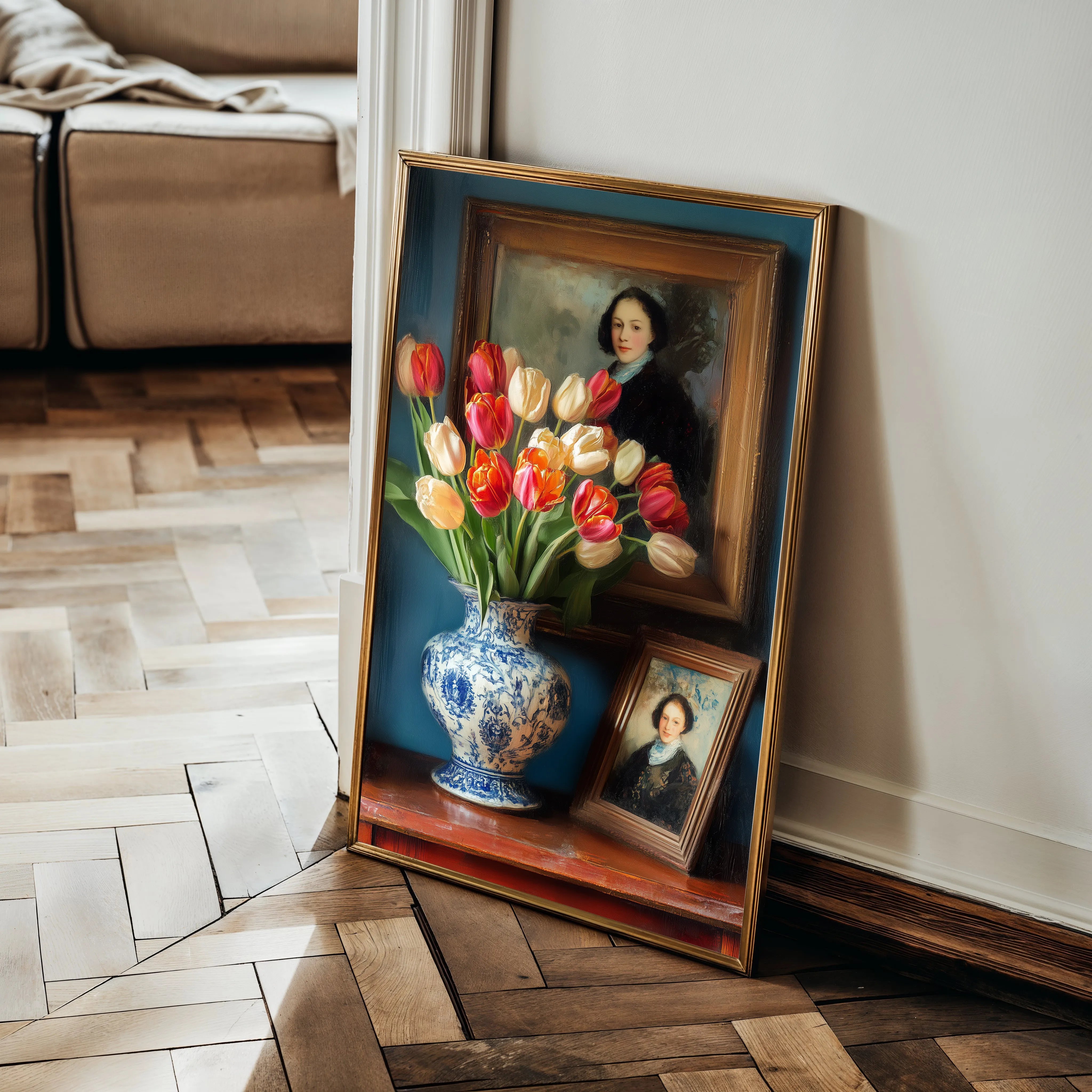 Floral 1138 Canvas Art 18" x 24" / 45 x 60 cm / Black