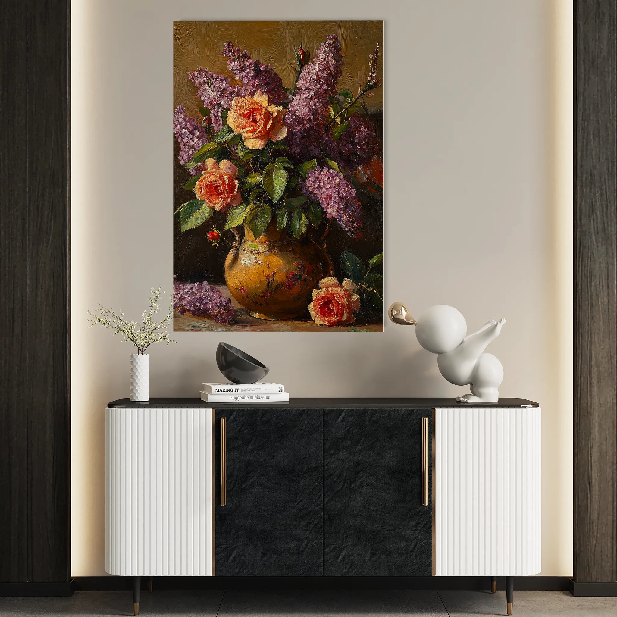 Floral 1139 Canvas Art 18" x 24" / 45 x 60 cm / Black