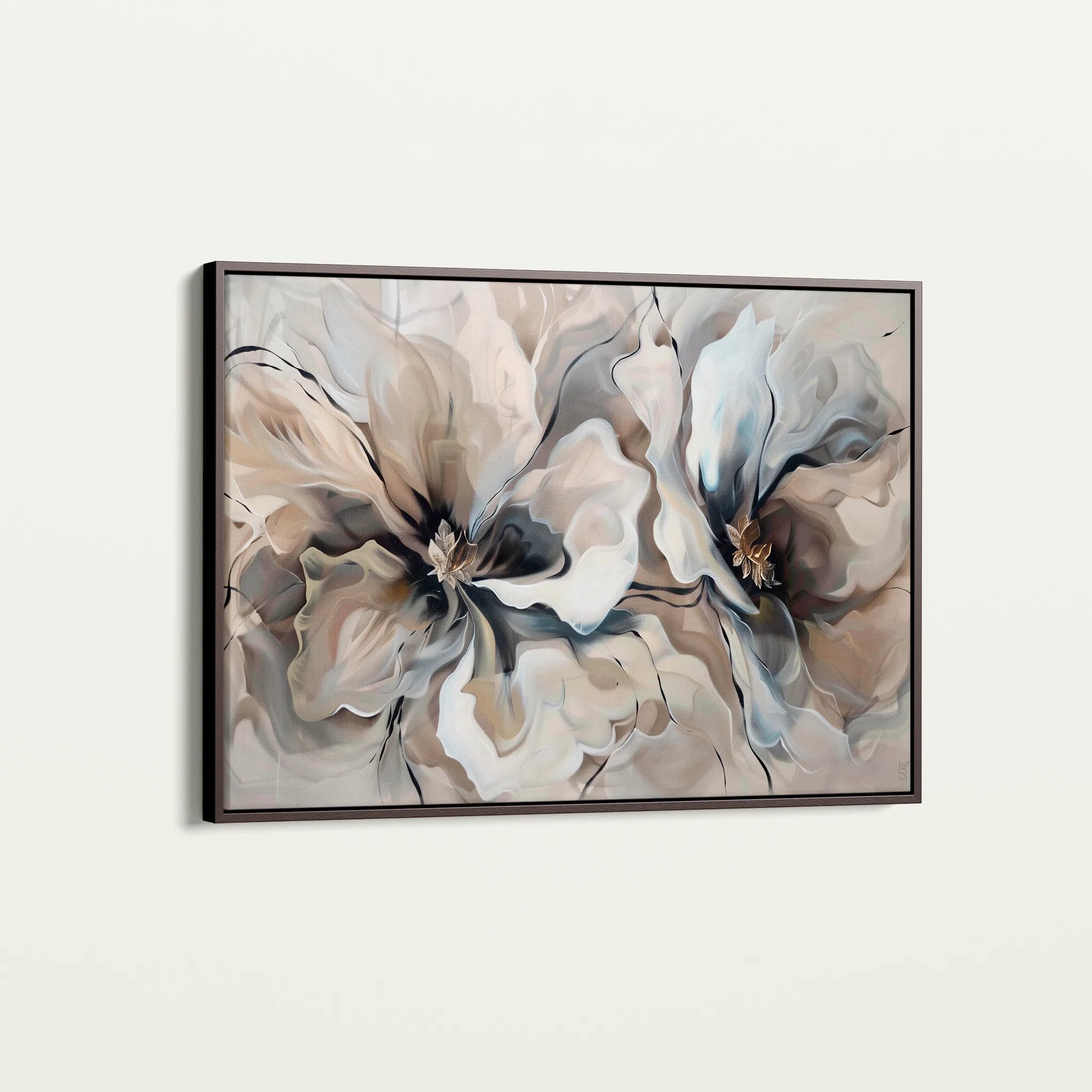 Floral 114 Canvas Art 18" x 24" / 45 x 60 cm / Black