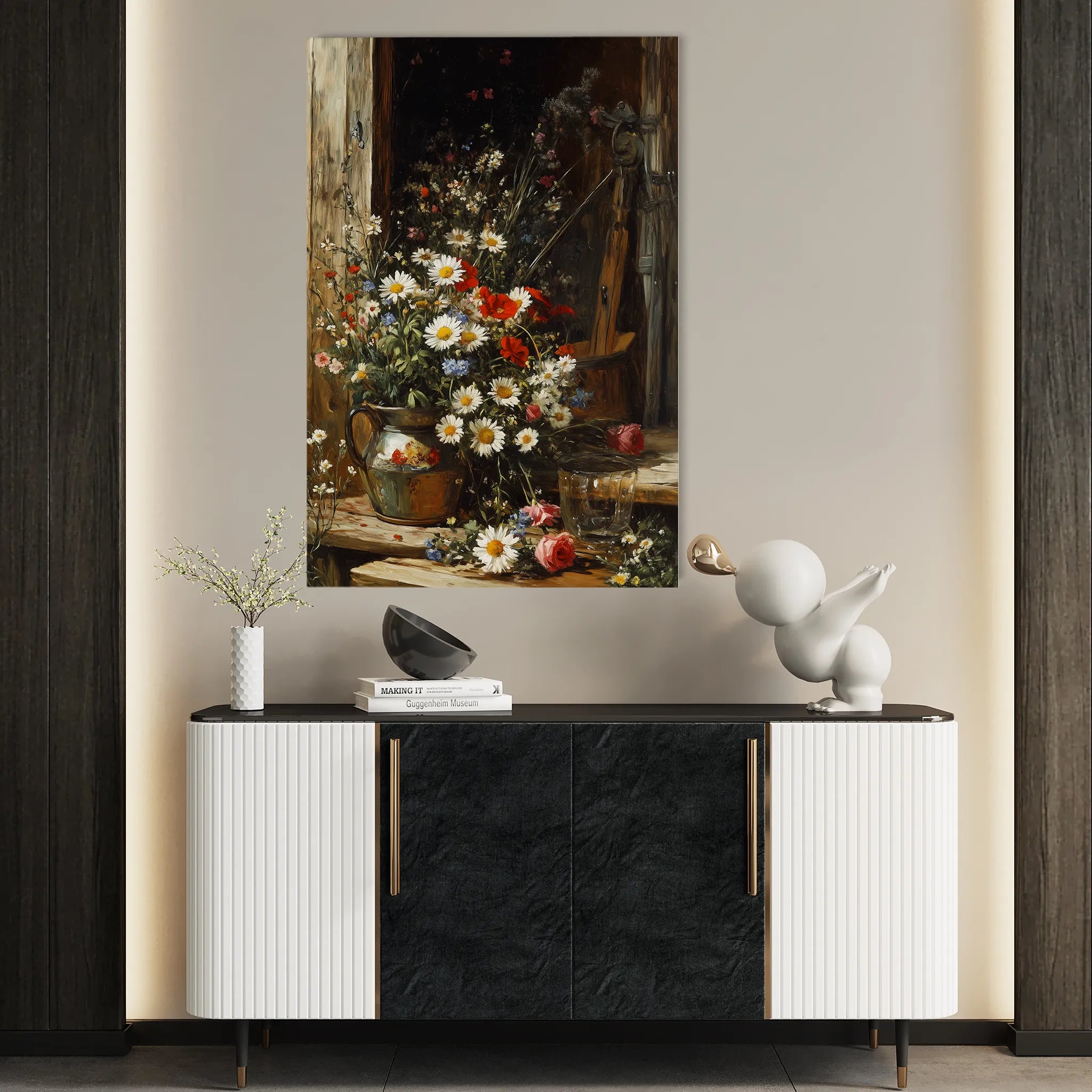 Floral 1140 Canvas Art 18" x 24" / 45 x 60 cm / Black