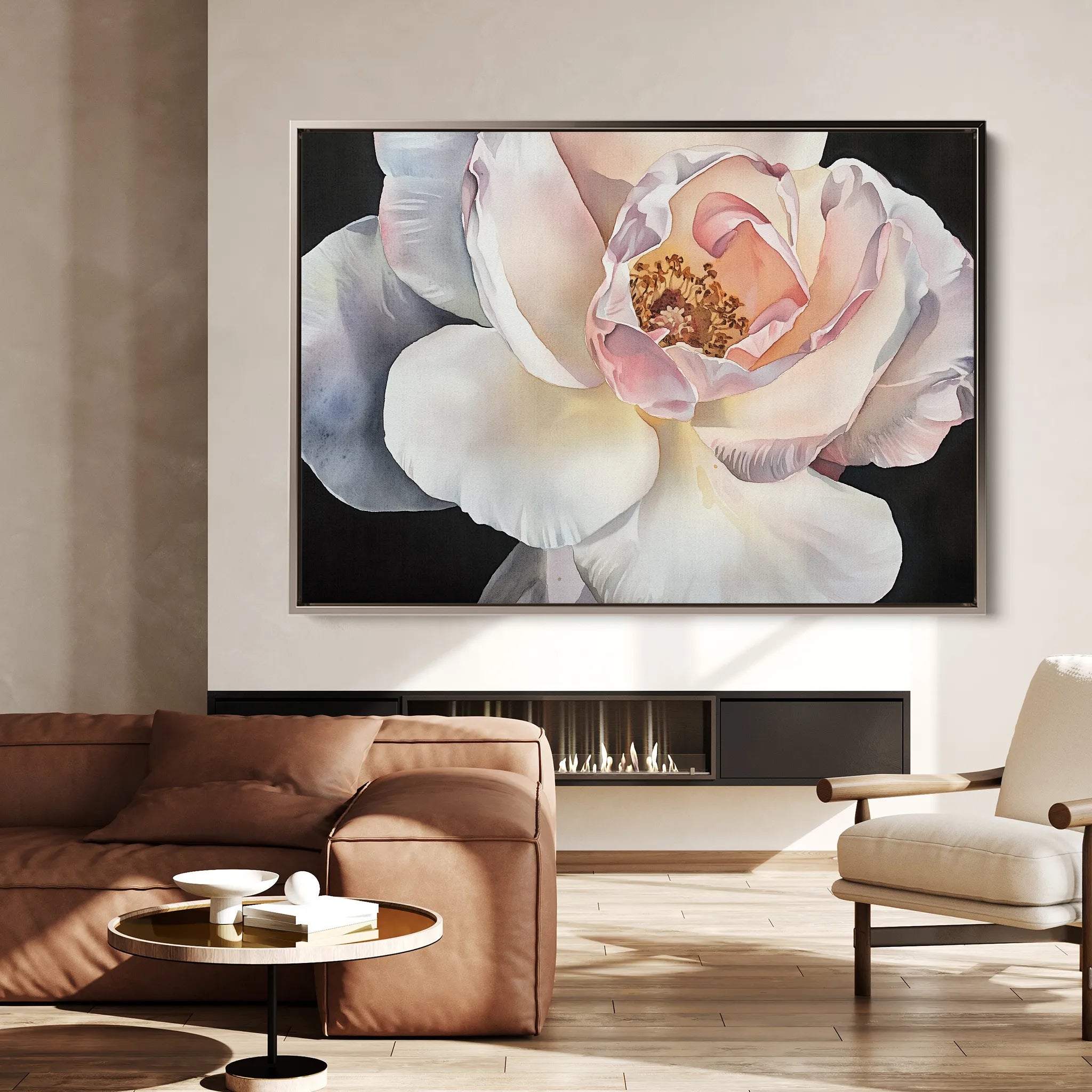 Floral 1144 Canvas Art 18" x 24" / 45 x 60 cm / Black