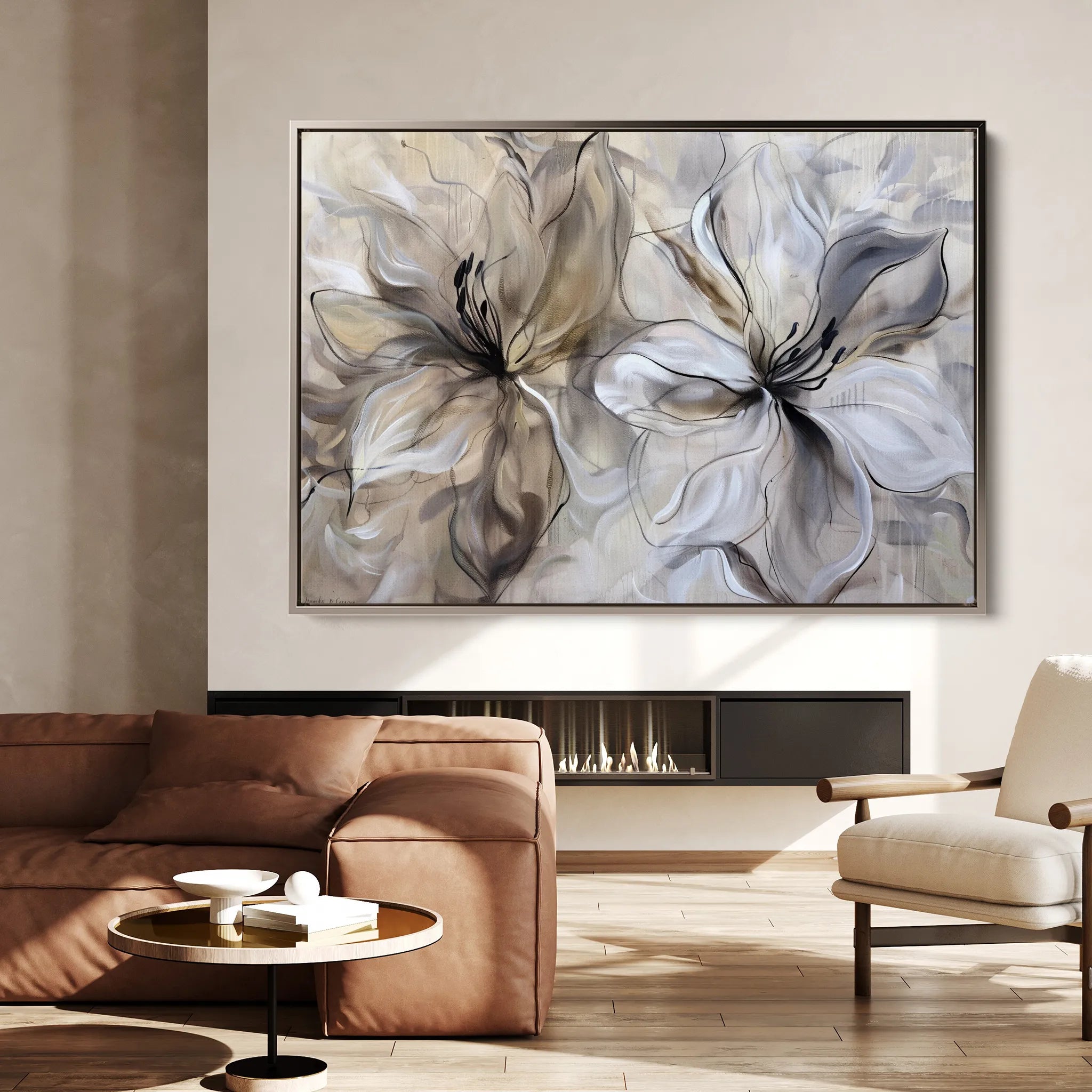 Floral 115 Canvas Art 18" x 24" / 45 x 60 cm / Black
