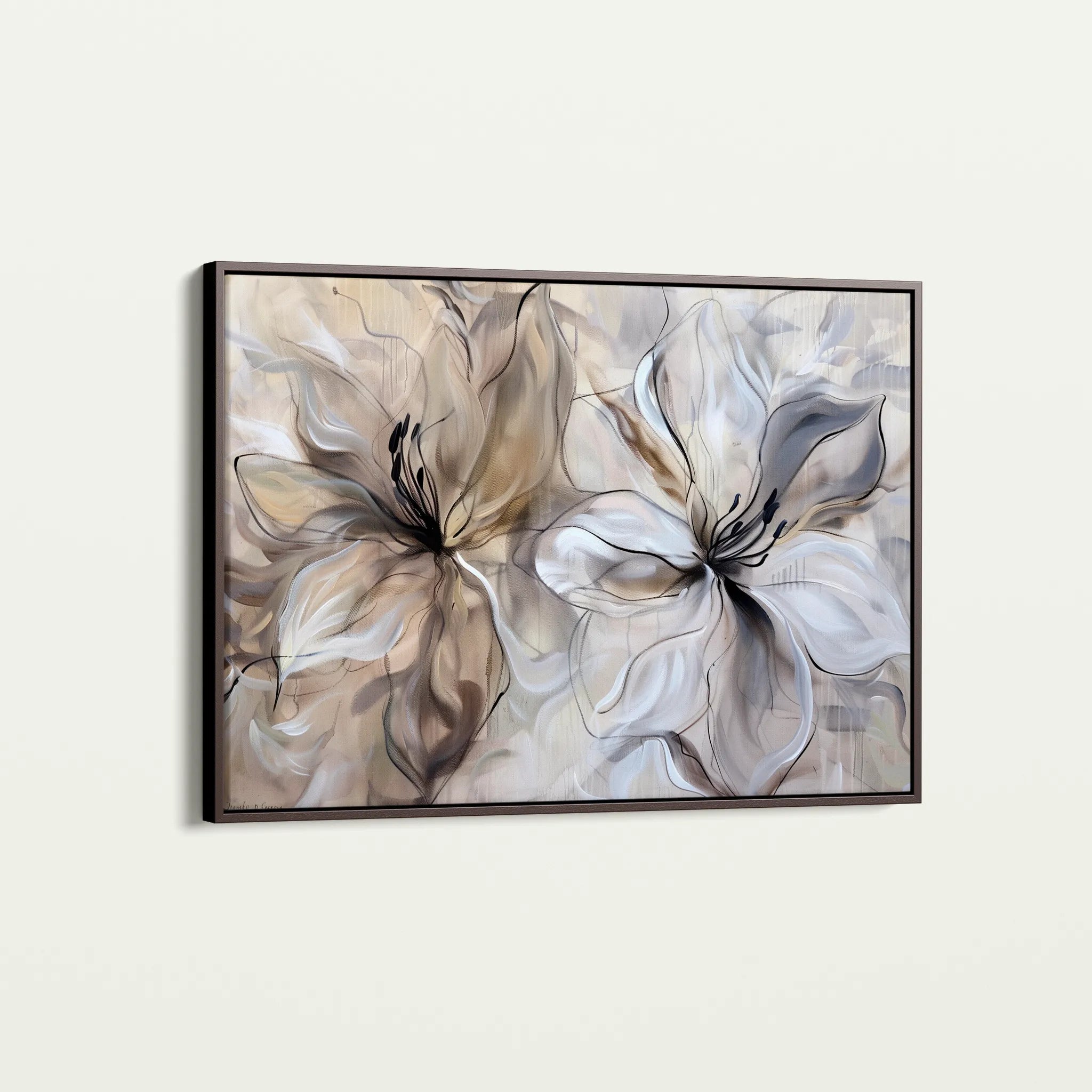 Floral 115 Canvas Art 18" x 24" / 45 x 60 cm / Black