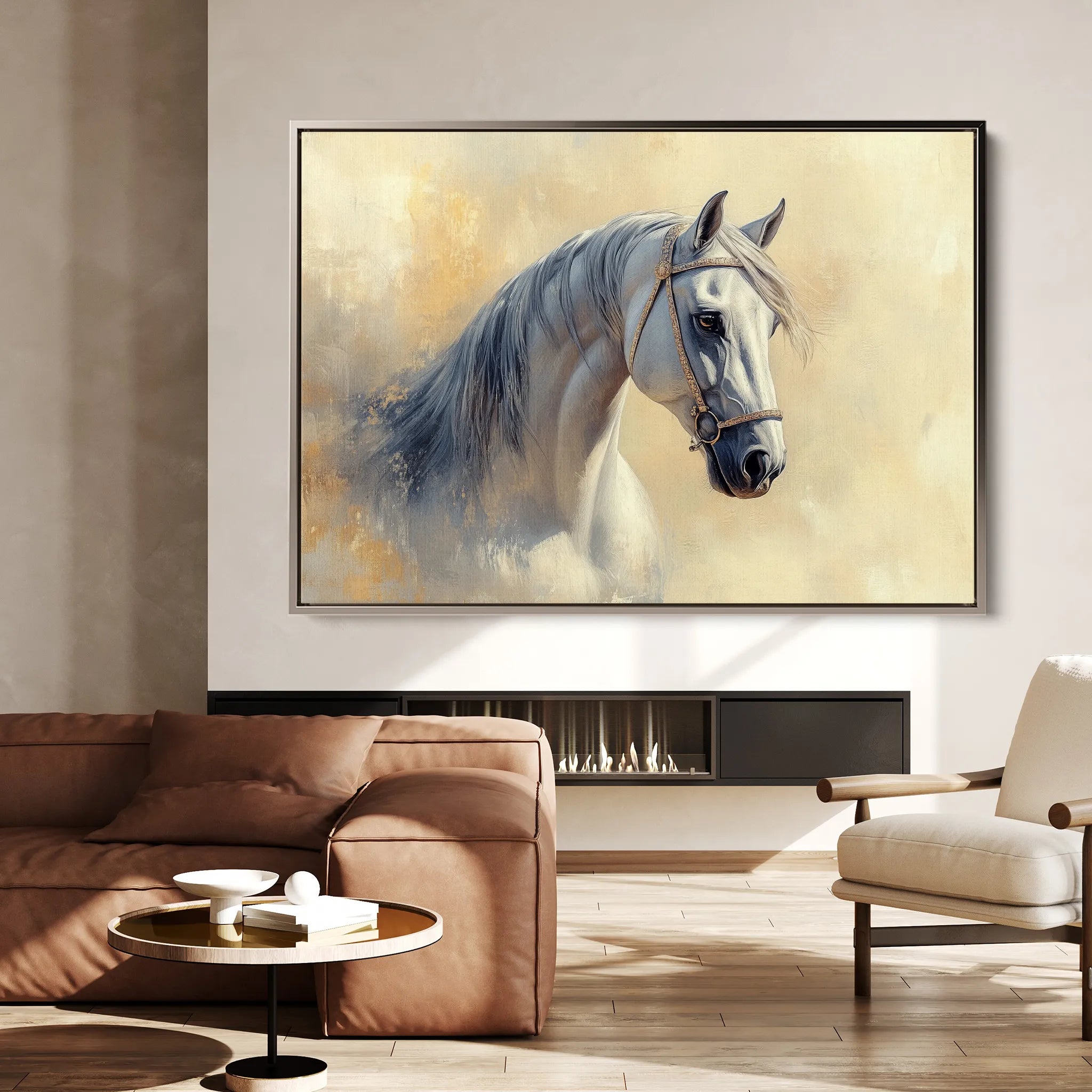 Horses 115 Canvas Art 18" x 24" / 45 x 60 cm / Black