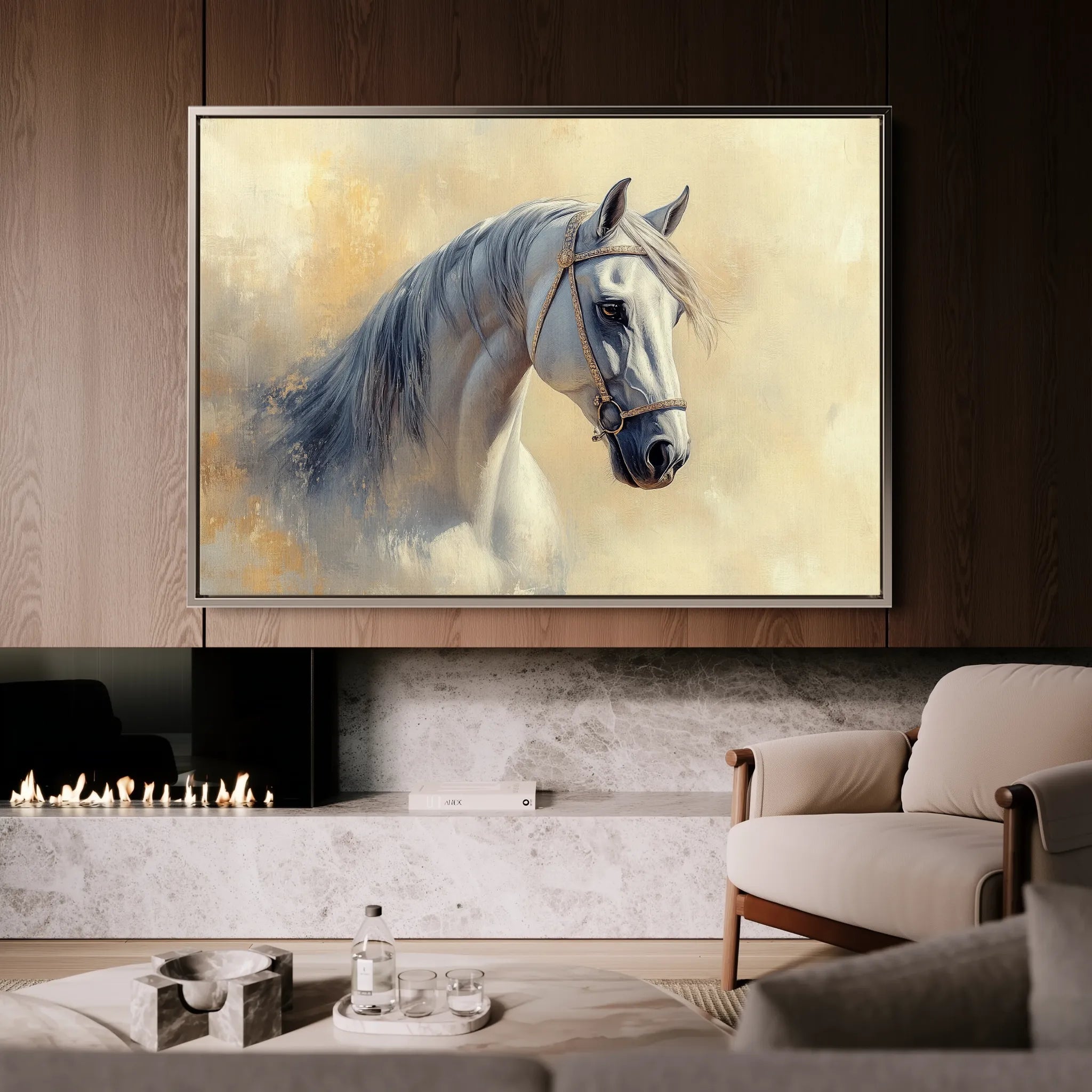 Horses 115 Canvas Art 18" x 24" / 45 x 60 cm / Black