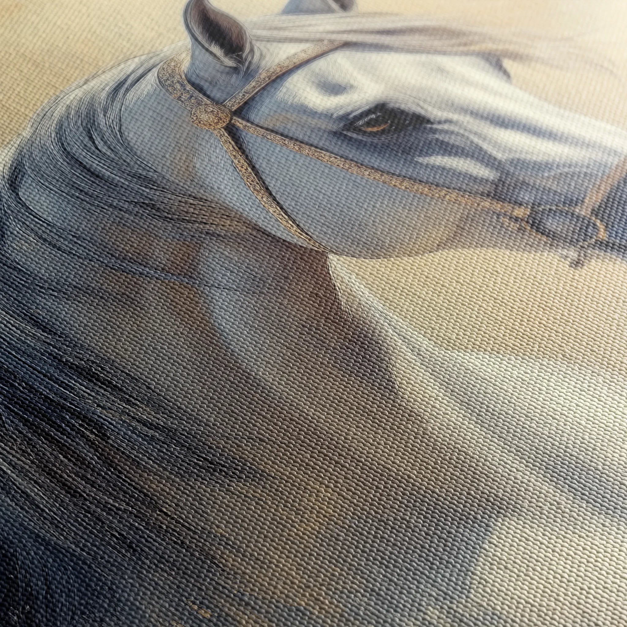 Horses 115 Canvas Art 18" x 24" / 45 x 60 cm / Black