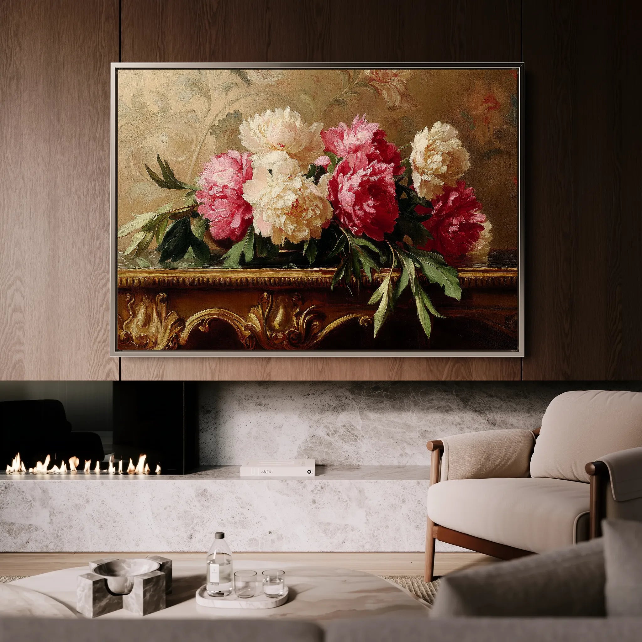Floral 1152 Canvas Art 18" x 24" / 45 x 60 cm / Black
