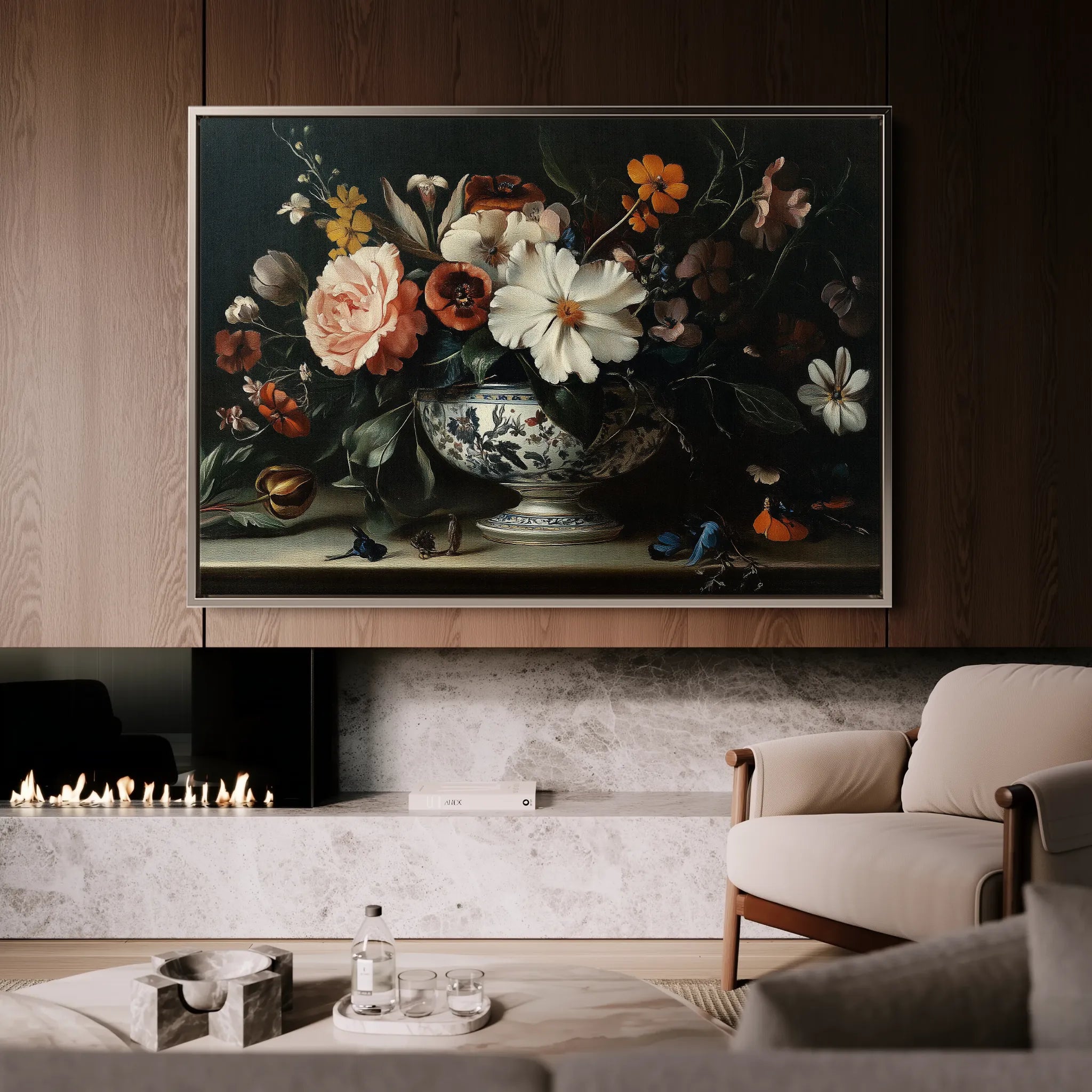Floral 1155 Canvas Art 18" x 24" / 45 x 60 cm / Black