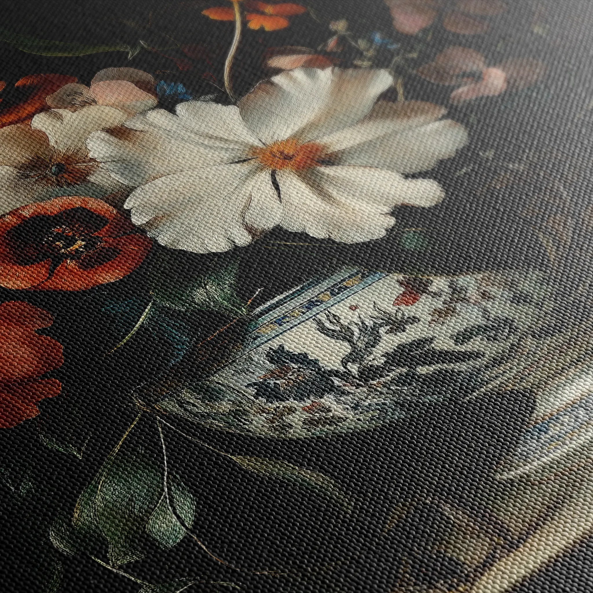 Floral 1155 Canvas Art 18" x 24" / 45 x 60 cm / Black