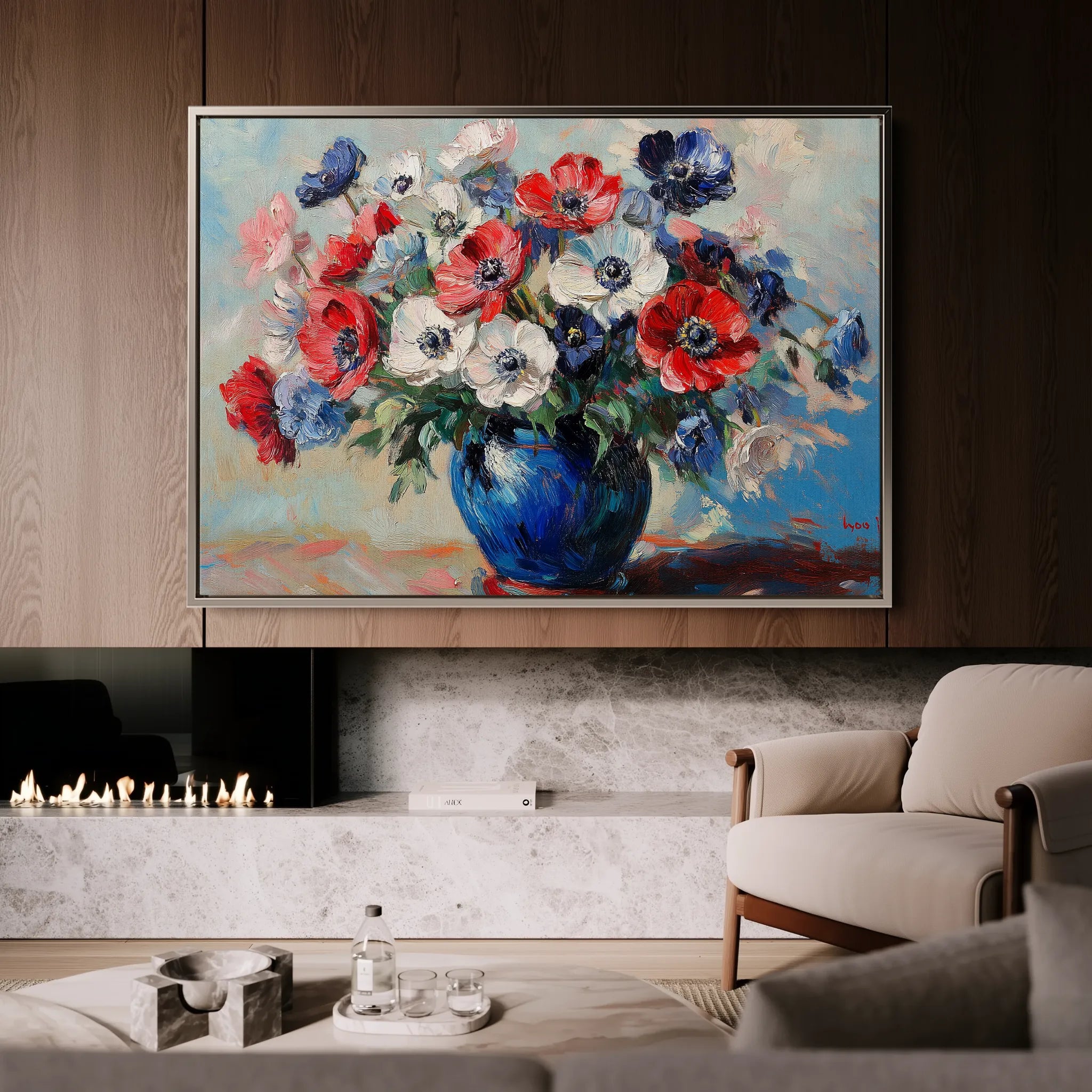 Floral 1158 Canvas Art 18" x 24" / 45 x 60 cm / Black
