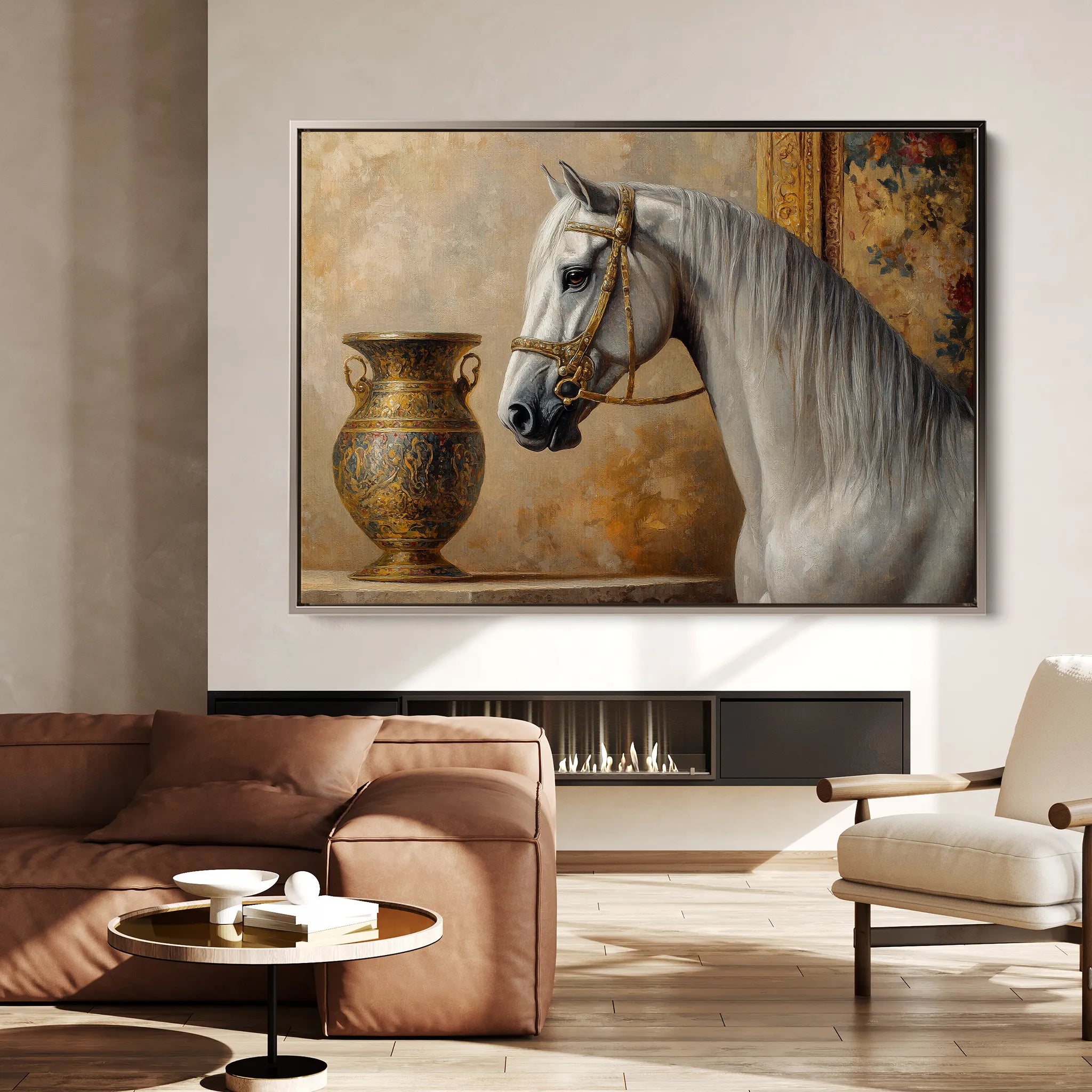 Horses 116 Canvas Art 18" x 24" / 45 x 60 cm / Black