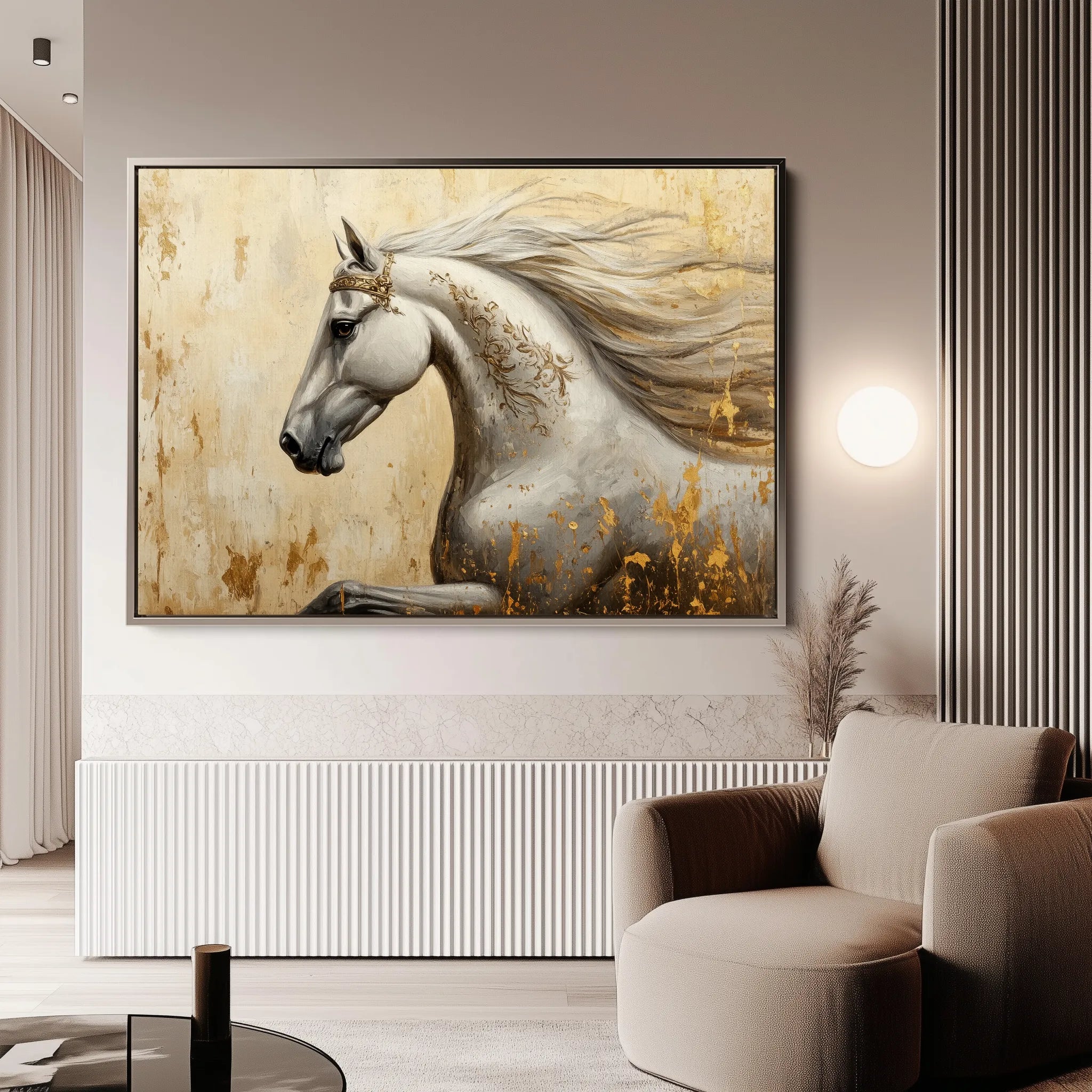 Horses 118 Canvas Art 18" x 24" / 45 x 60 cm / Black