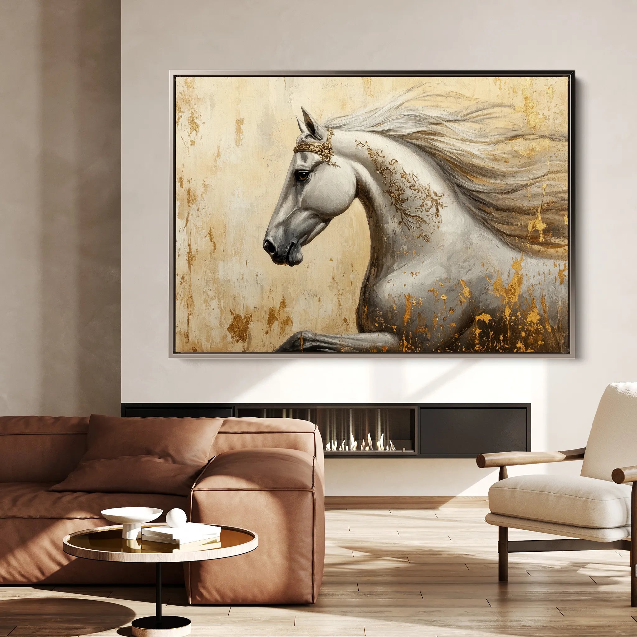 Horses 118 Canvas Art 18" x 24" / 45 x 60 cm / Black
