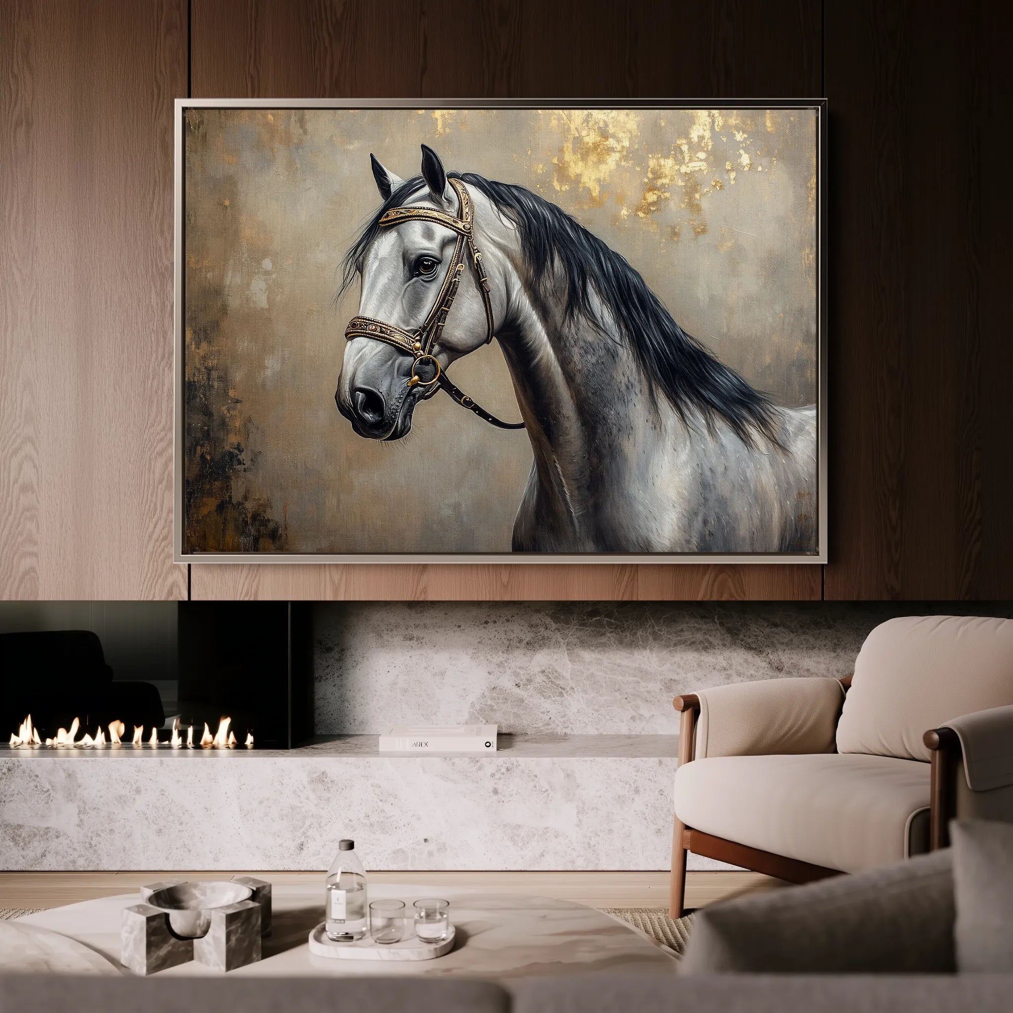 Horses 122 Canvas Art 18" x 24" / 45 x 60 cm / Black
