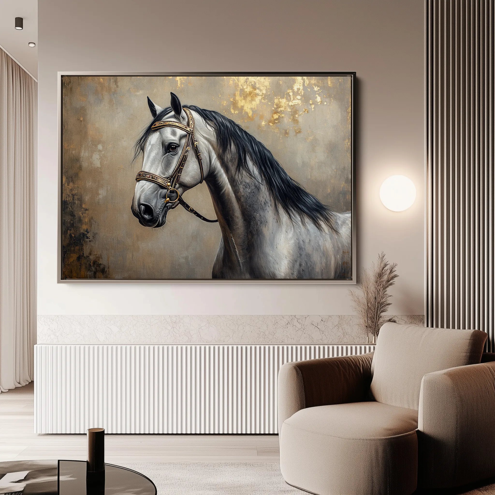 Horses 122 Canvas Art 18" x 24" / 45 x 60 cm / Black