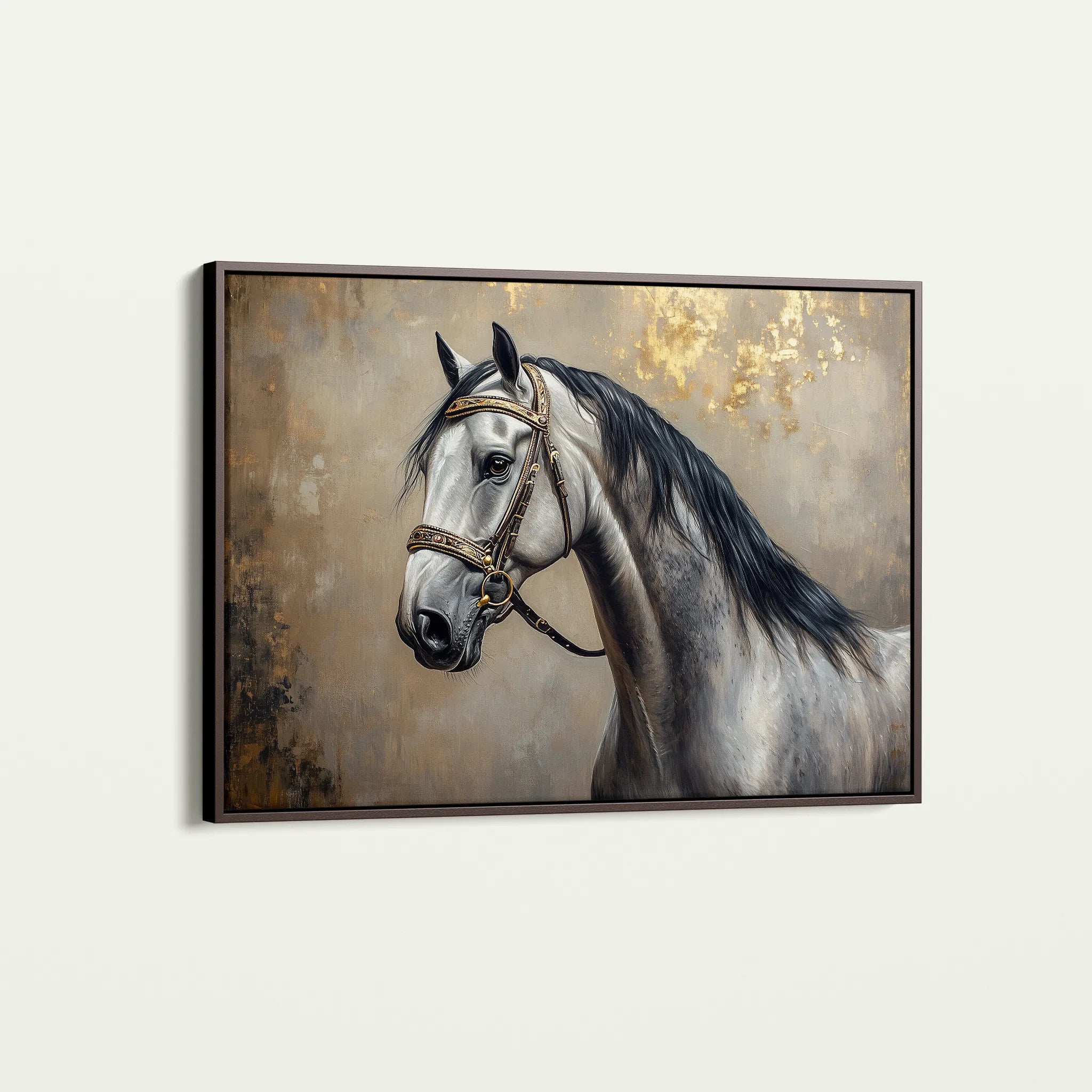 Horses 122 Canvas Art 18" x 24" / 45 x 60 cm / Black