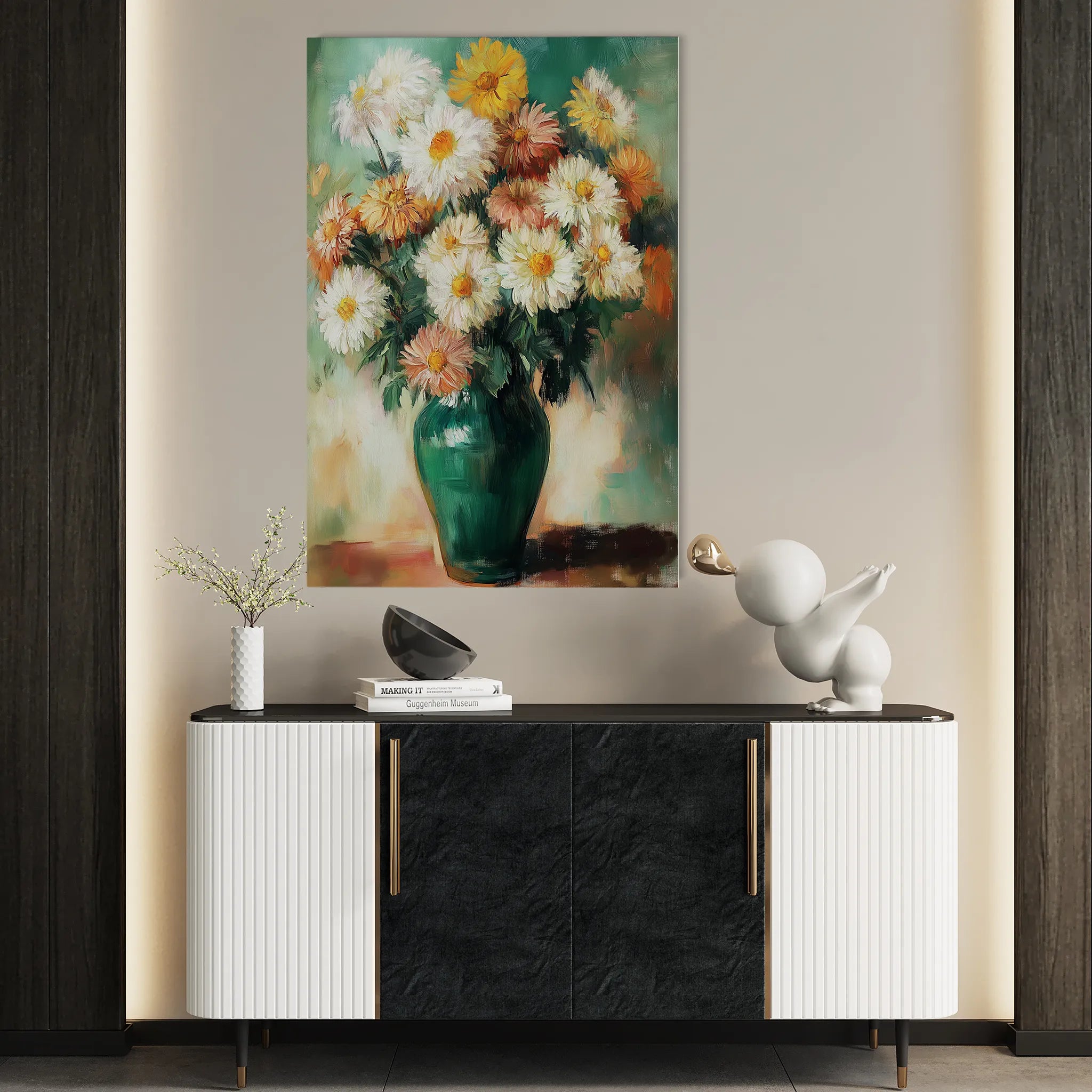 Floral 1225 Canvas Art 18" x 24" / 45 x 60 cm / Black