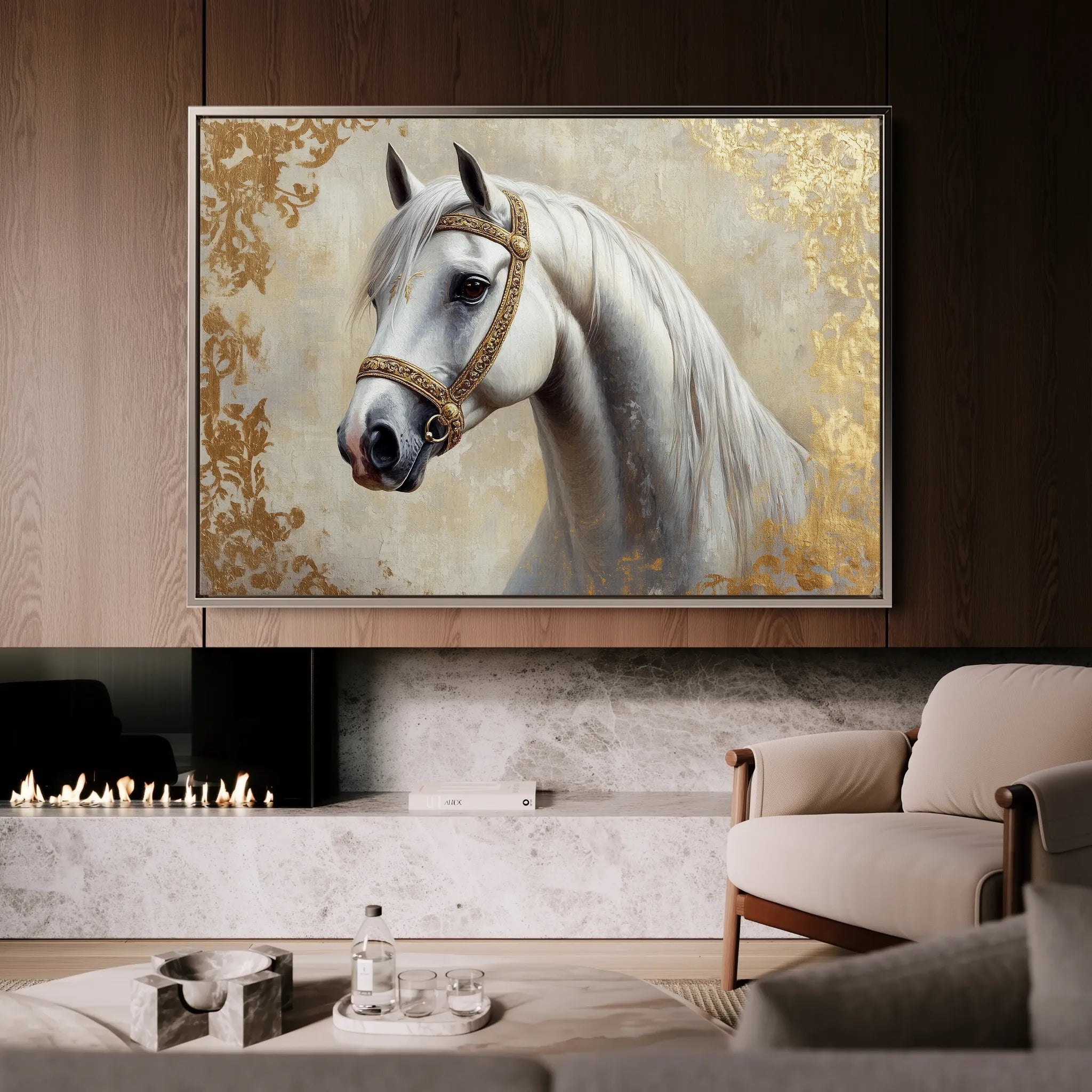 Horses 123 Canvas Art 18" x 24" / 45 x 60 cm / Black