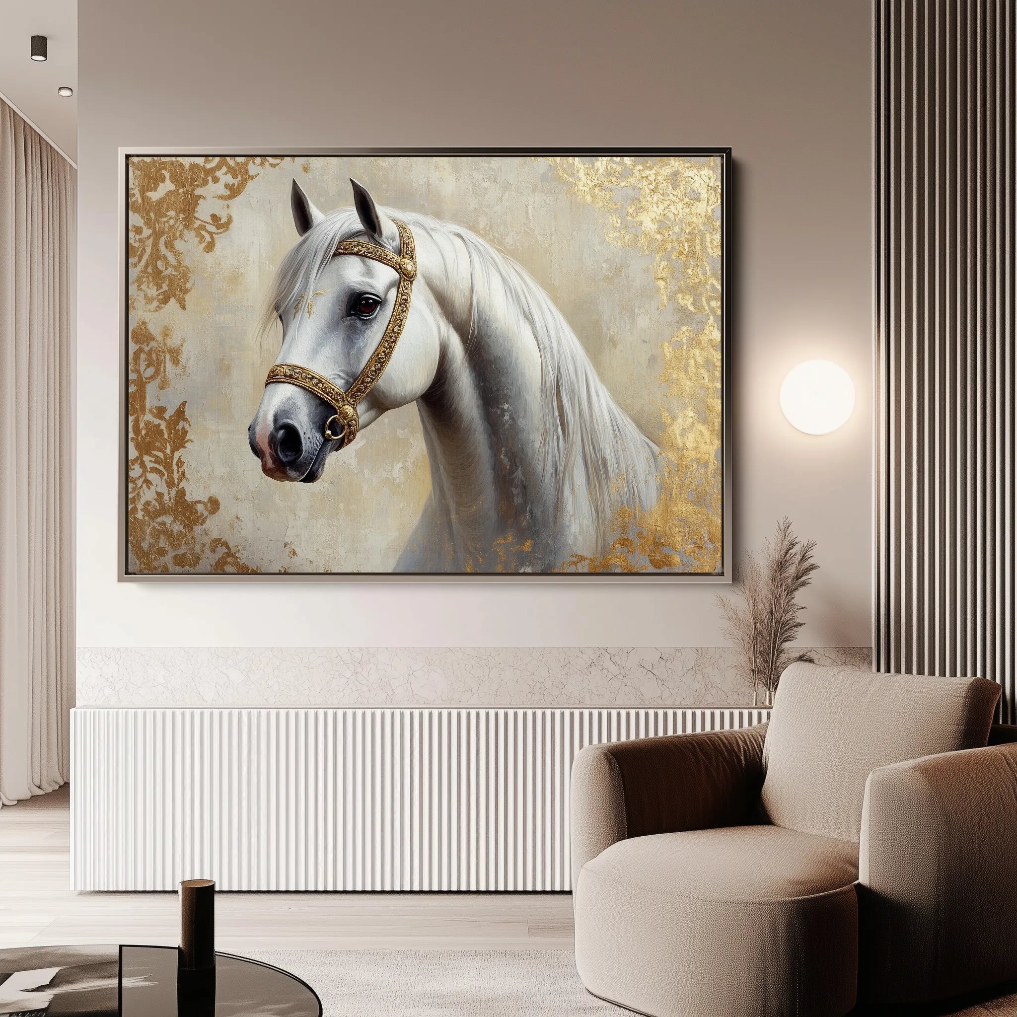 Horses 123 Canvas Art 18" x 24" / 45 x 60 cm / Black